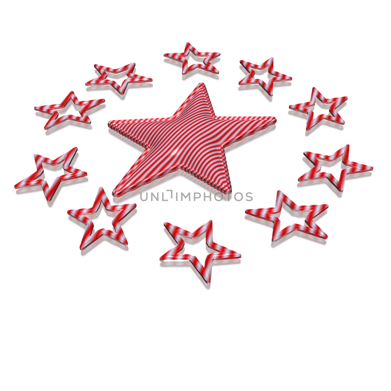 Stars. Isolated on white. Three dimensional render.