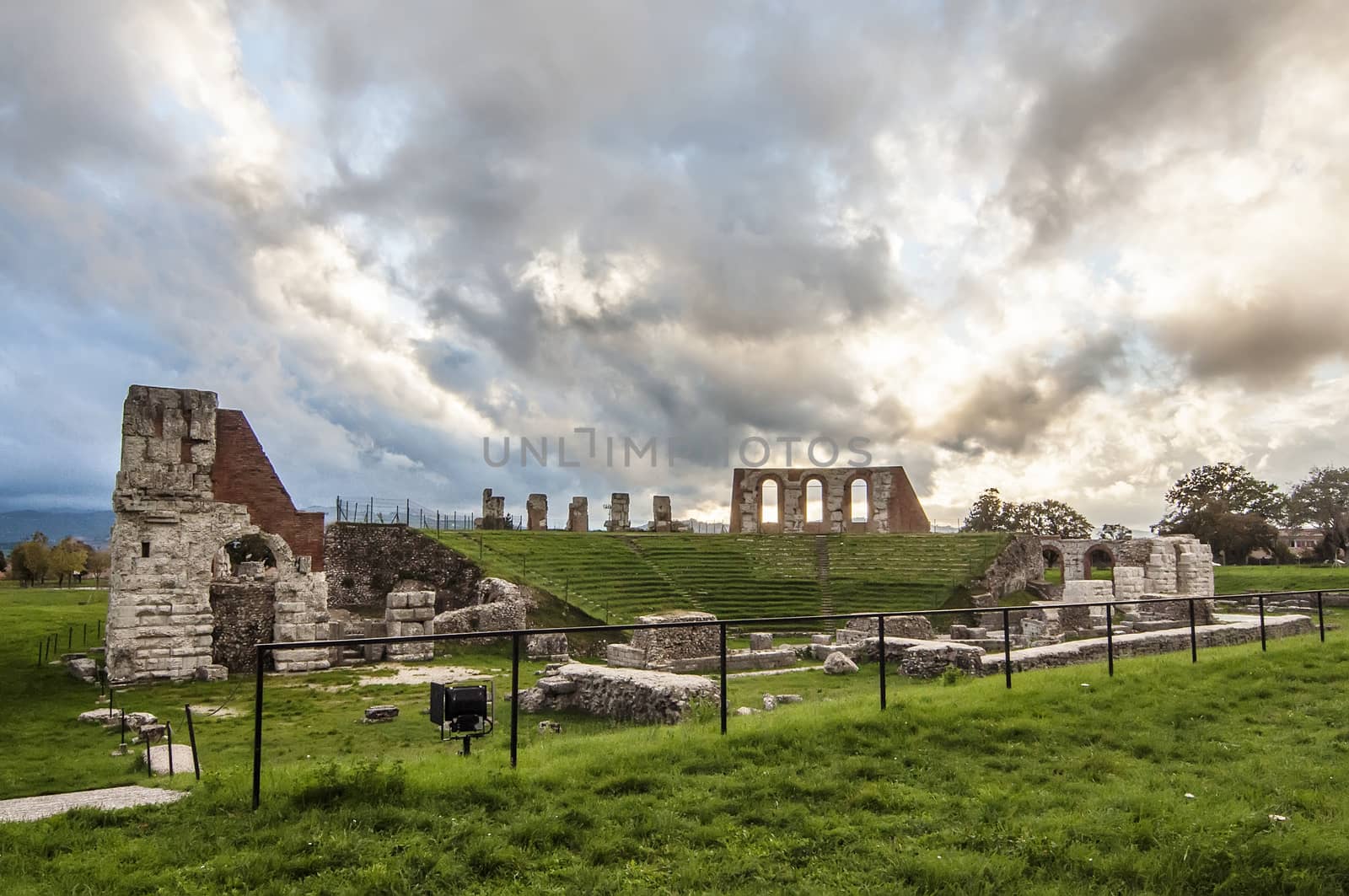 Ruins of the Roman amphitheatre near Gubbio, Italy