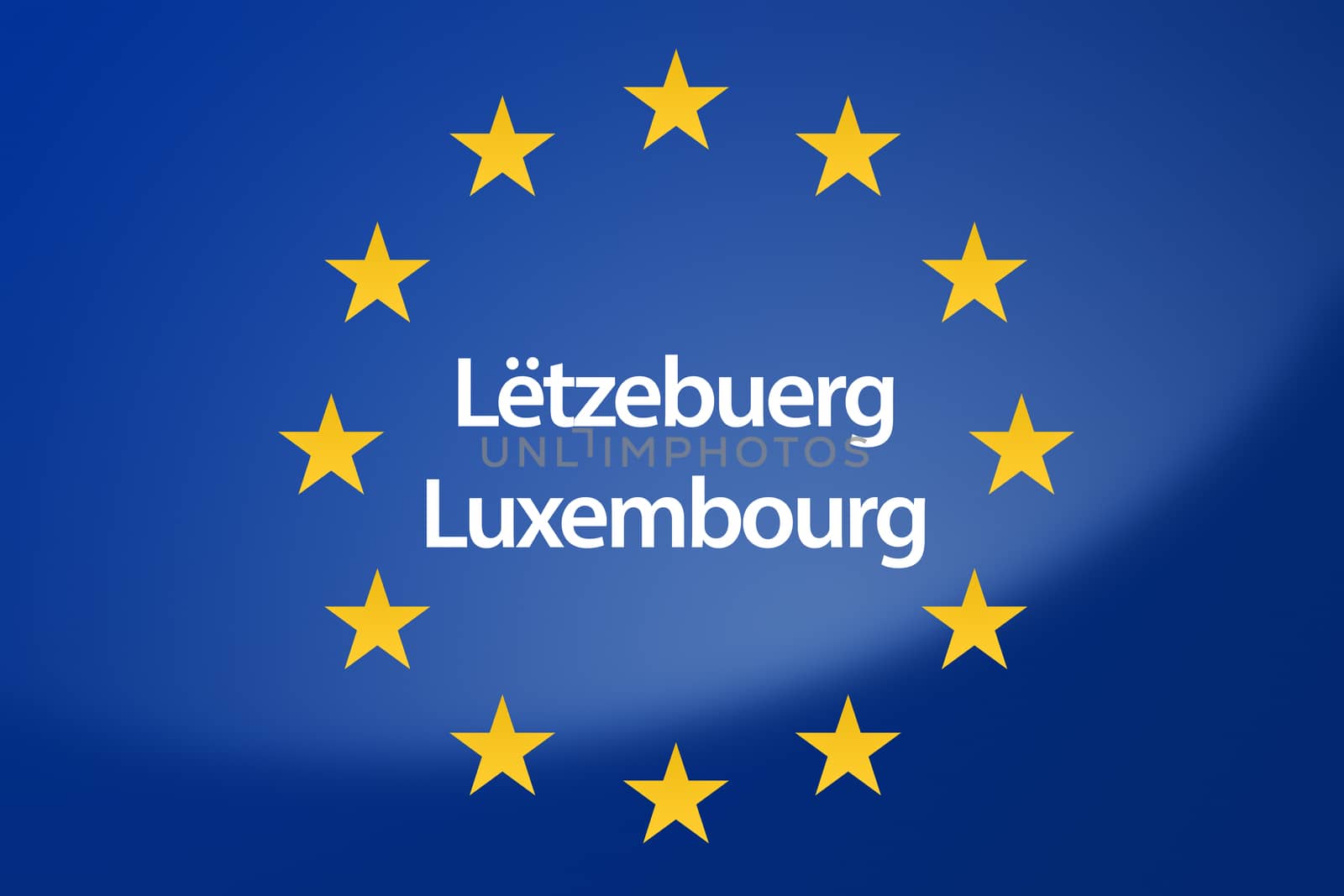 Illustration of European Union flag - labeled with Luxembourg in luxembourgian language