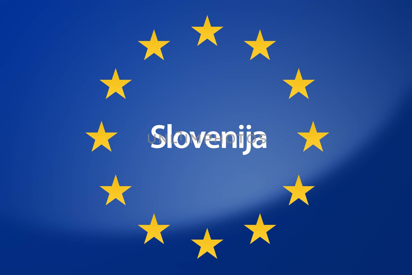Illustration of European Union flag - labeled with Slovenia in slovenian language