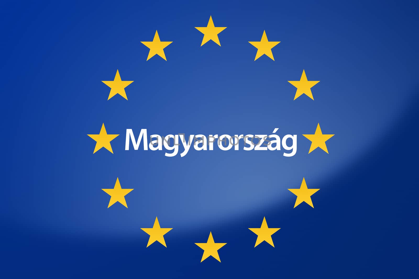 Illustration of European Union flag - labeled with Hungary in hungarian language