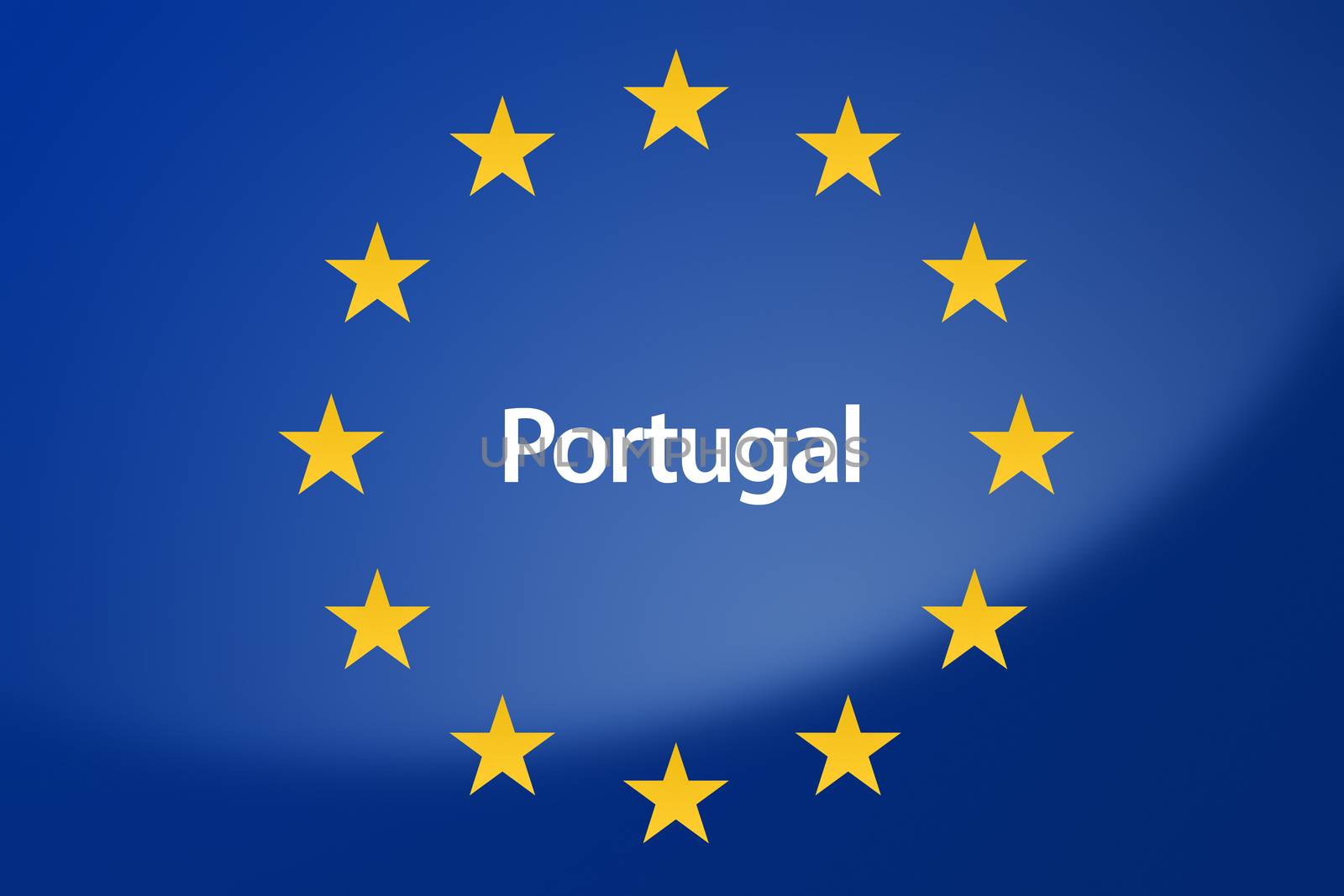 Illustration of European Union flag - labeled with Portugal in portuguese language