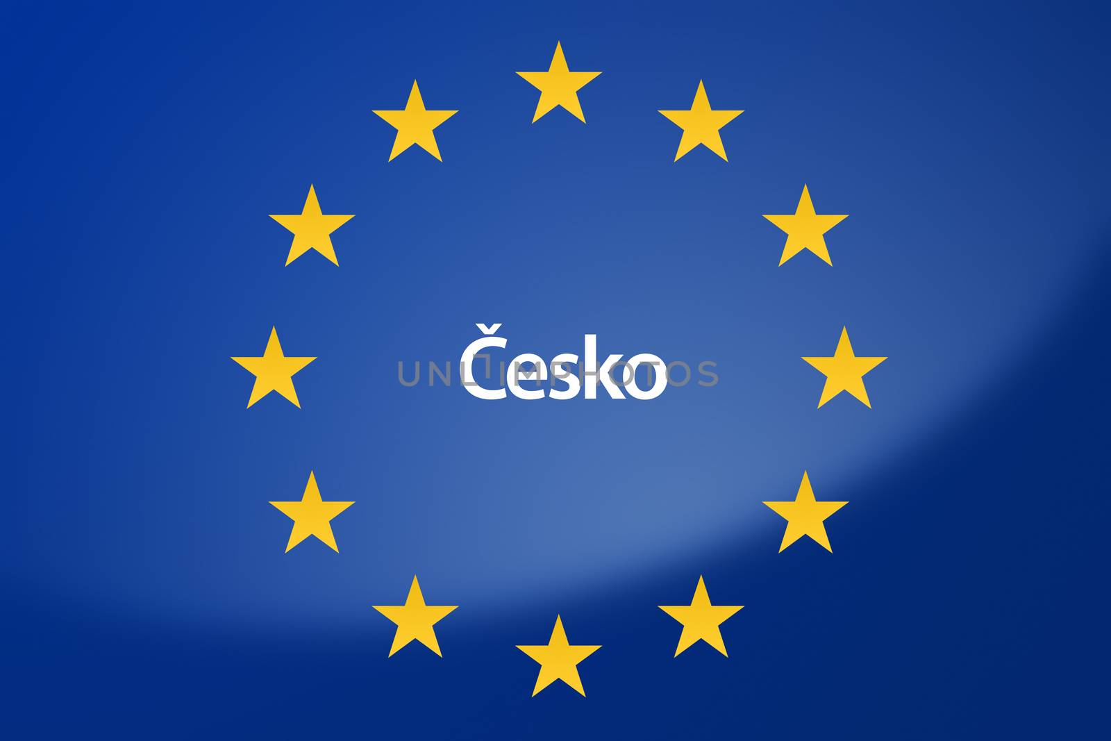 Illustration of European Union flag - labeled with Czech Republic in czech language