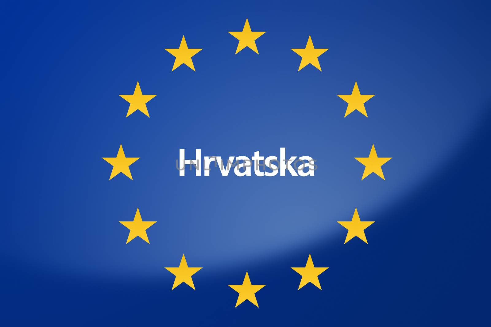 Illustration of European Union flag - labeled with Croatia on coatian language