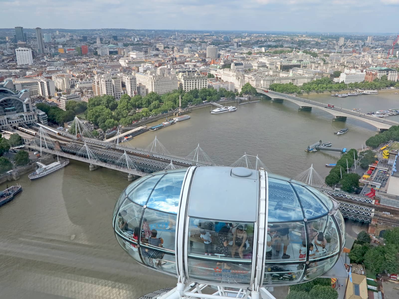 LONDON, ENGLAND - July 22, 2014 - View from the London Eye showing one of the capsules.