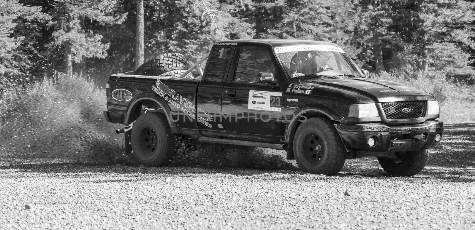 ROCKY MOUNTAIN AUG. 23.  2015. CANADA: The  CSCC  Rally Test Day Some of the best drivers from Canada are competing in the Rocky Mountain. The race held in different province of Canada's best dirt roads for motor-sport.