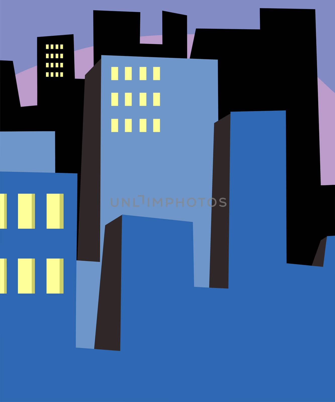 Various abstract urban buildings cityscape background