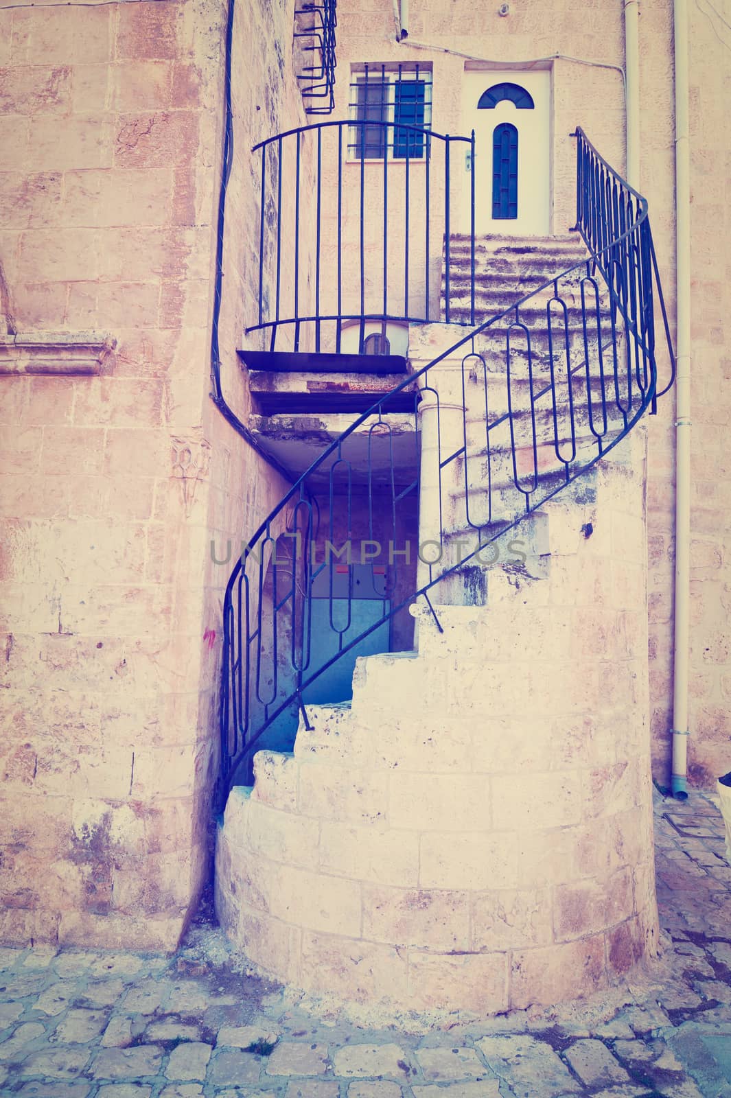 Detail of the Facade of Israel Home in the Armenian Quarter of Jerusalem, Instagram Effect