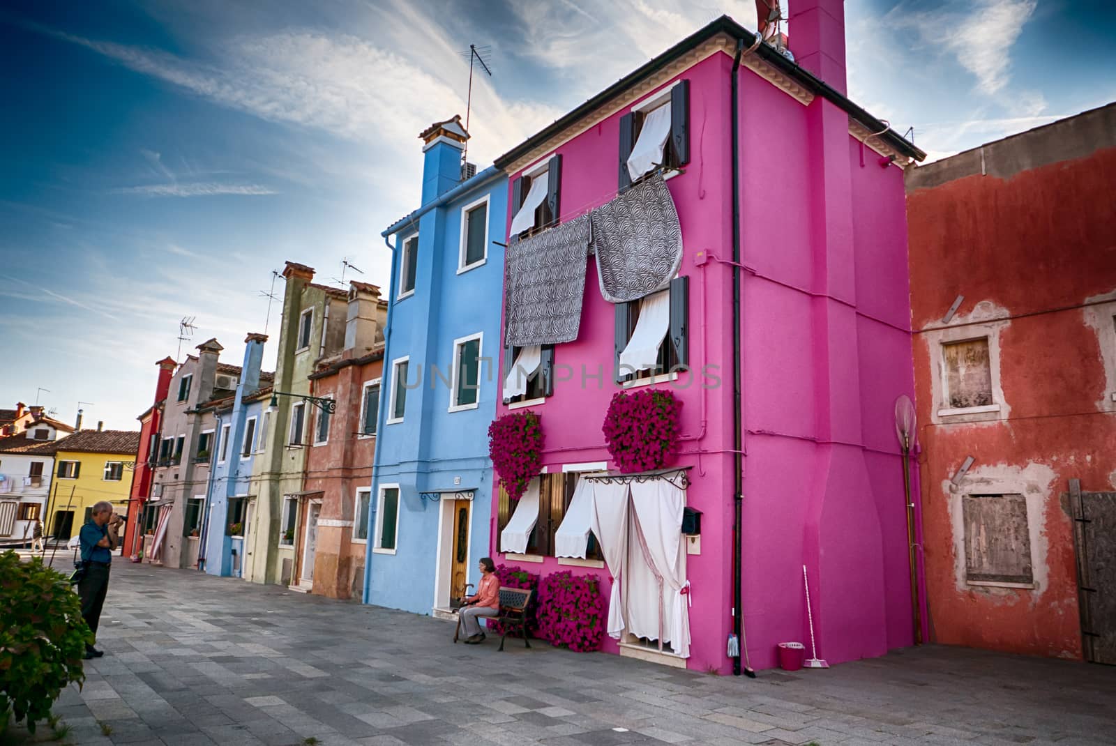 BURANO, ITALY CIRCA SEPTEMBER 2015: Burano is an island in the Venice lagoon known for its typical brightly colored houses and the centuries-old craftsmanship needle lace of Burano.