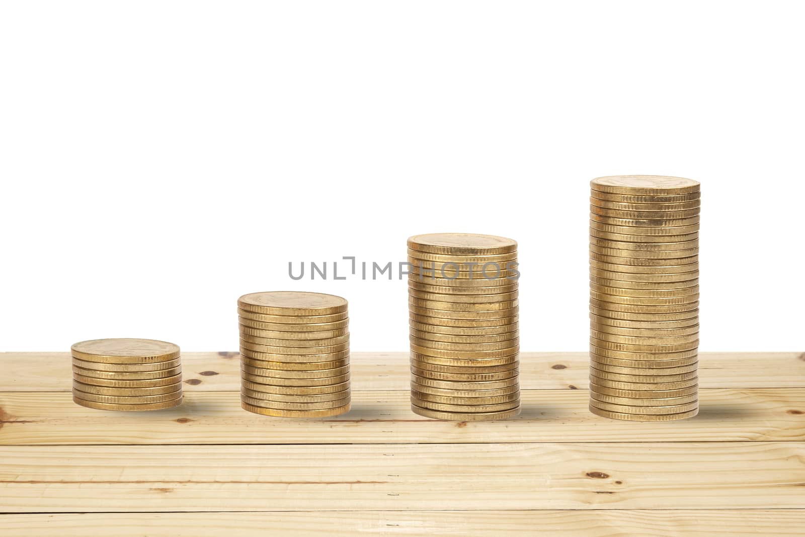 Columns of golden coins