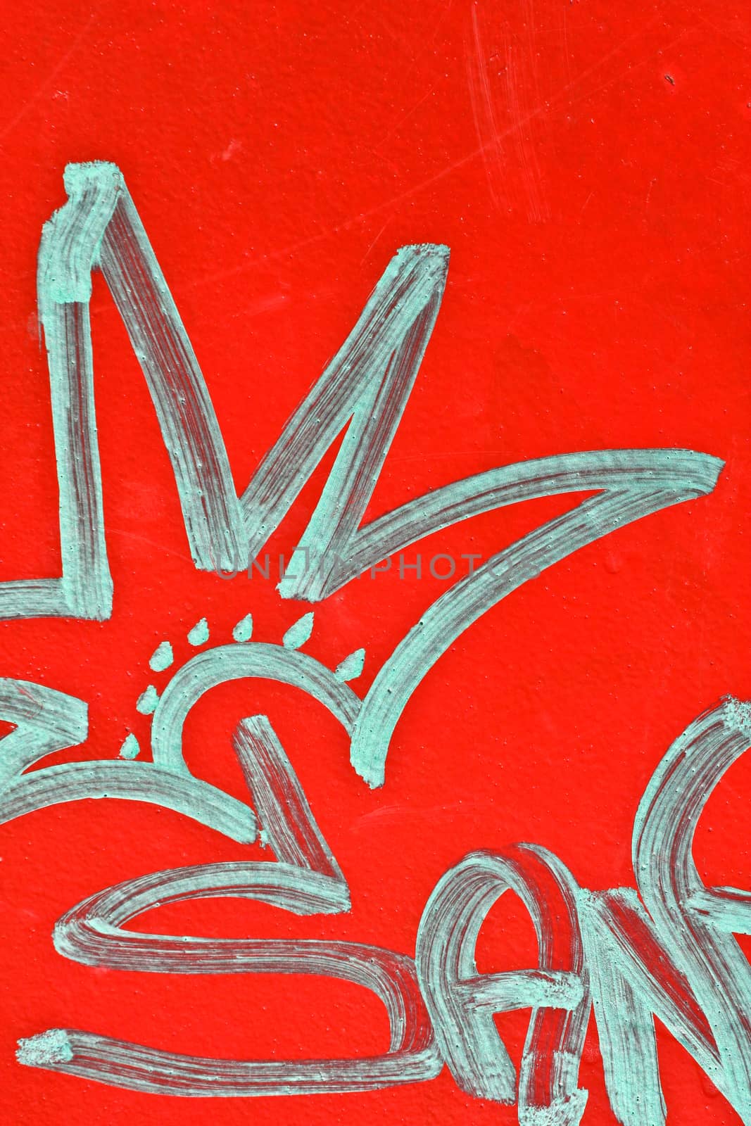 Graffitis on a red background in denmark