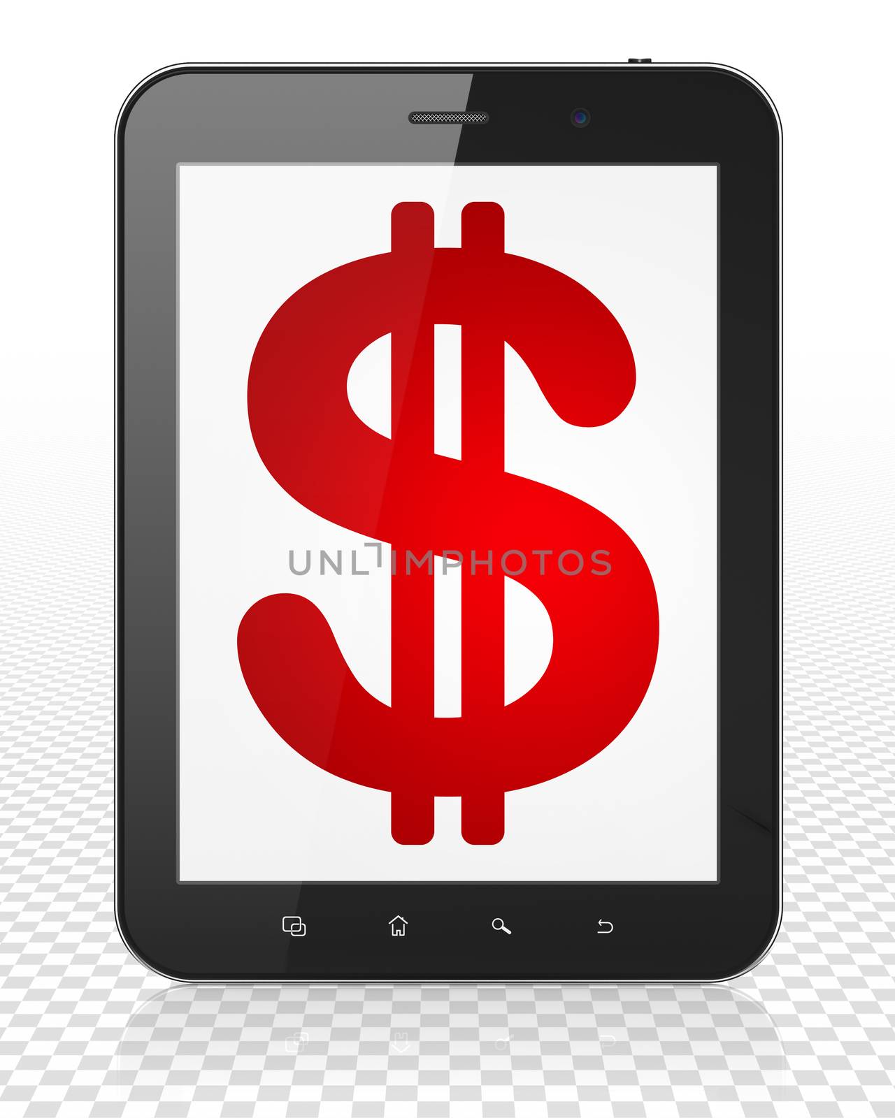 Currency concept: Tablet Pc Computer with Dollar on display by maxkabakov