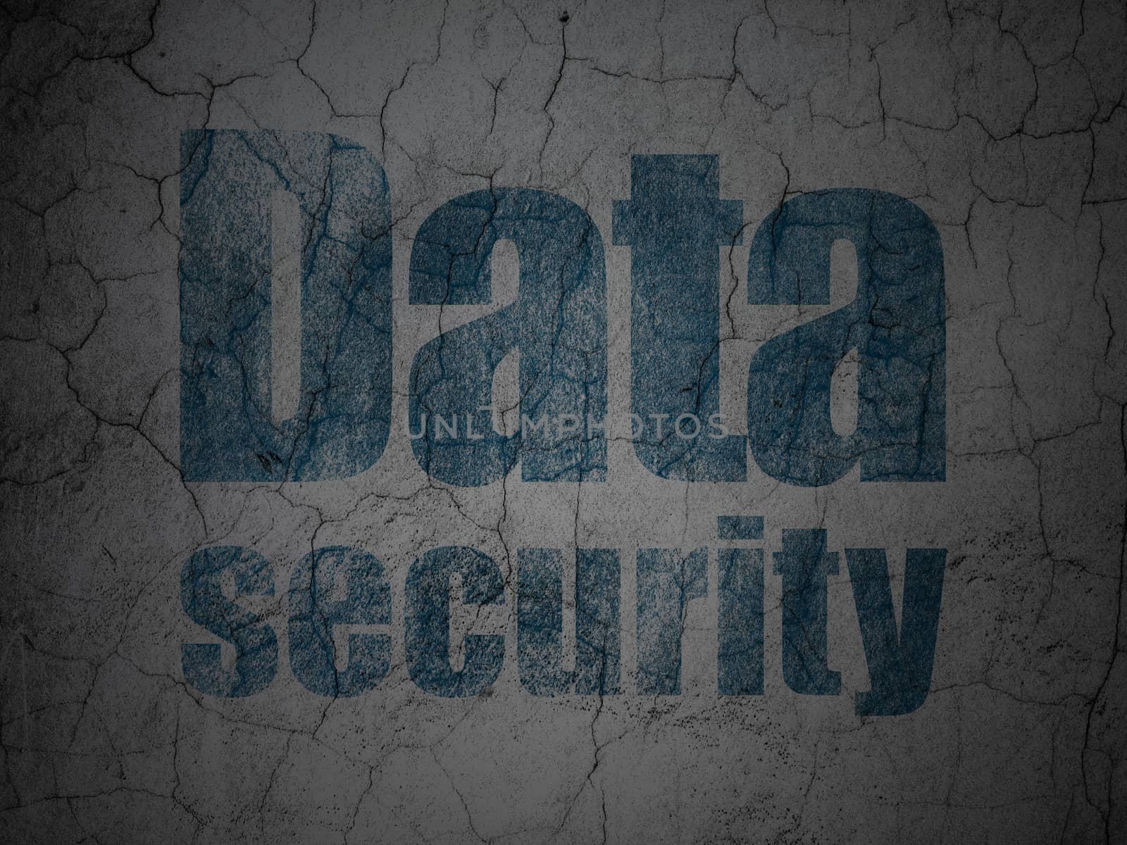 Safety concept: Blue Data Security on grunge textured concrete wall background