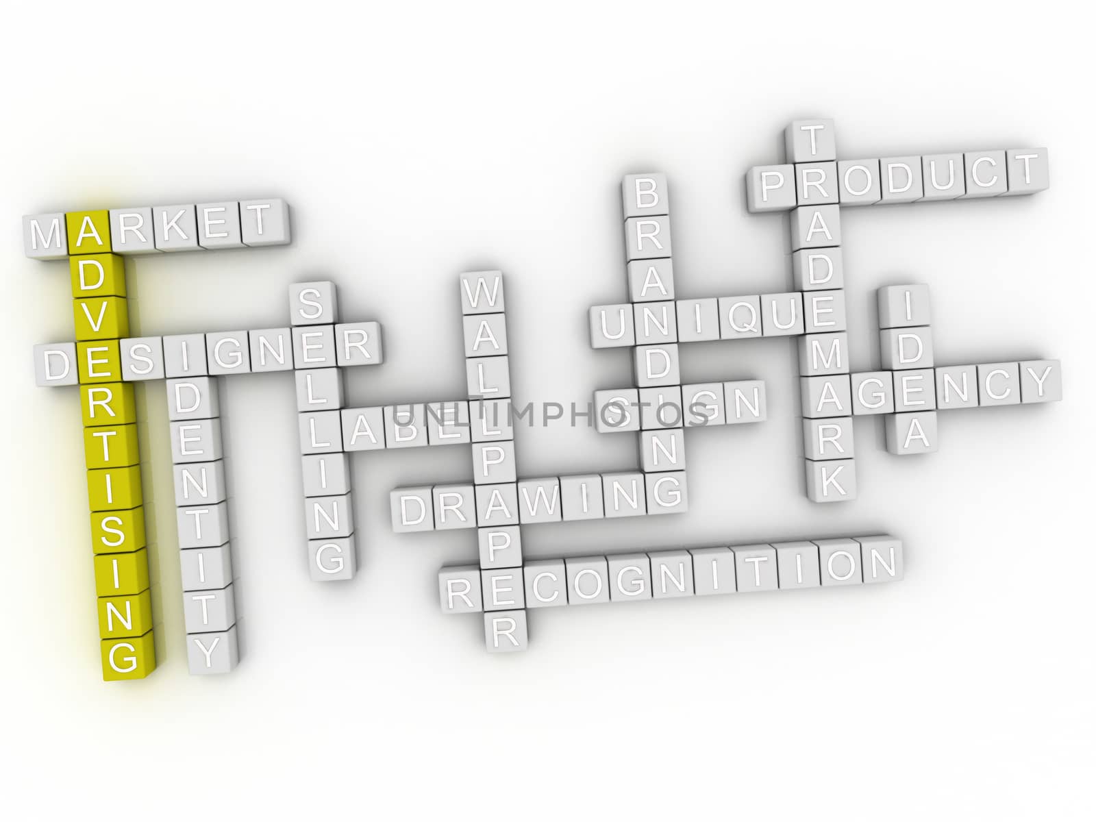 3d image Advertising word cloud concept