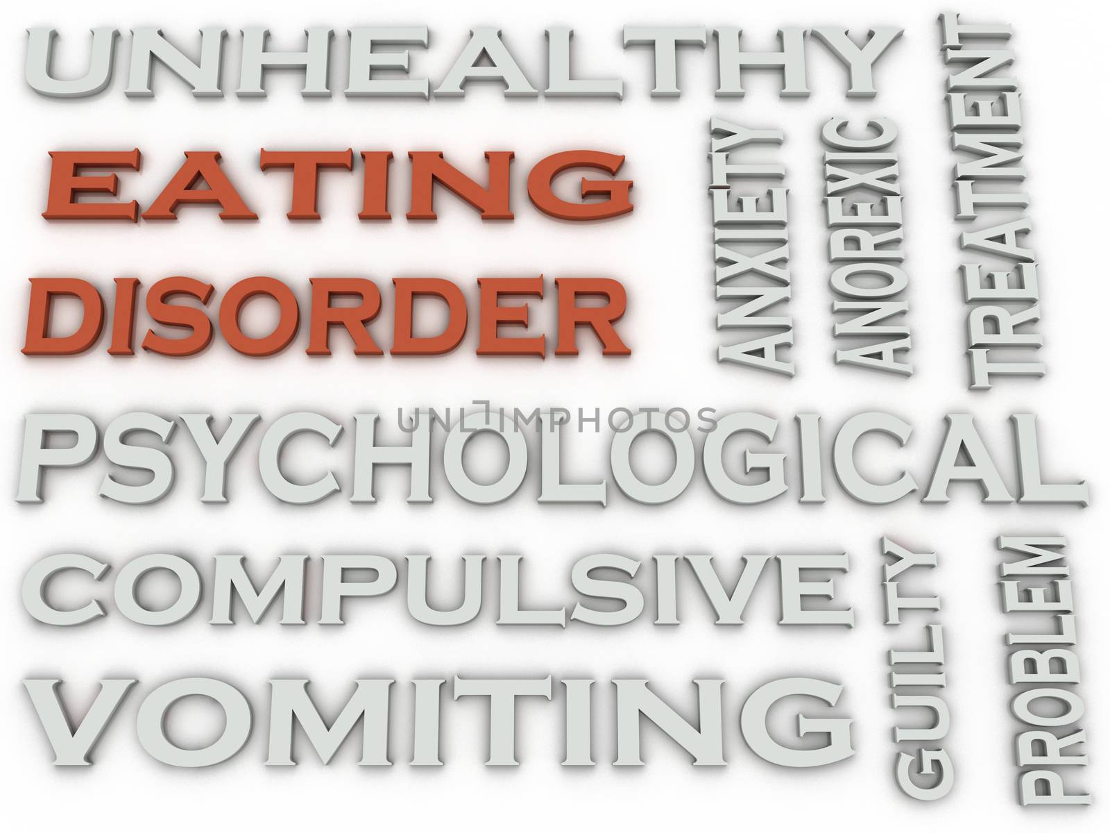 3d image Eating disorder word cloud concept by dacasdo