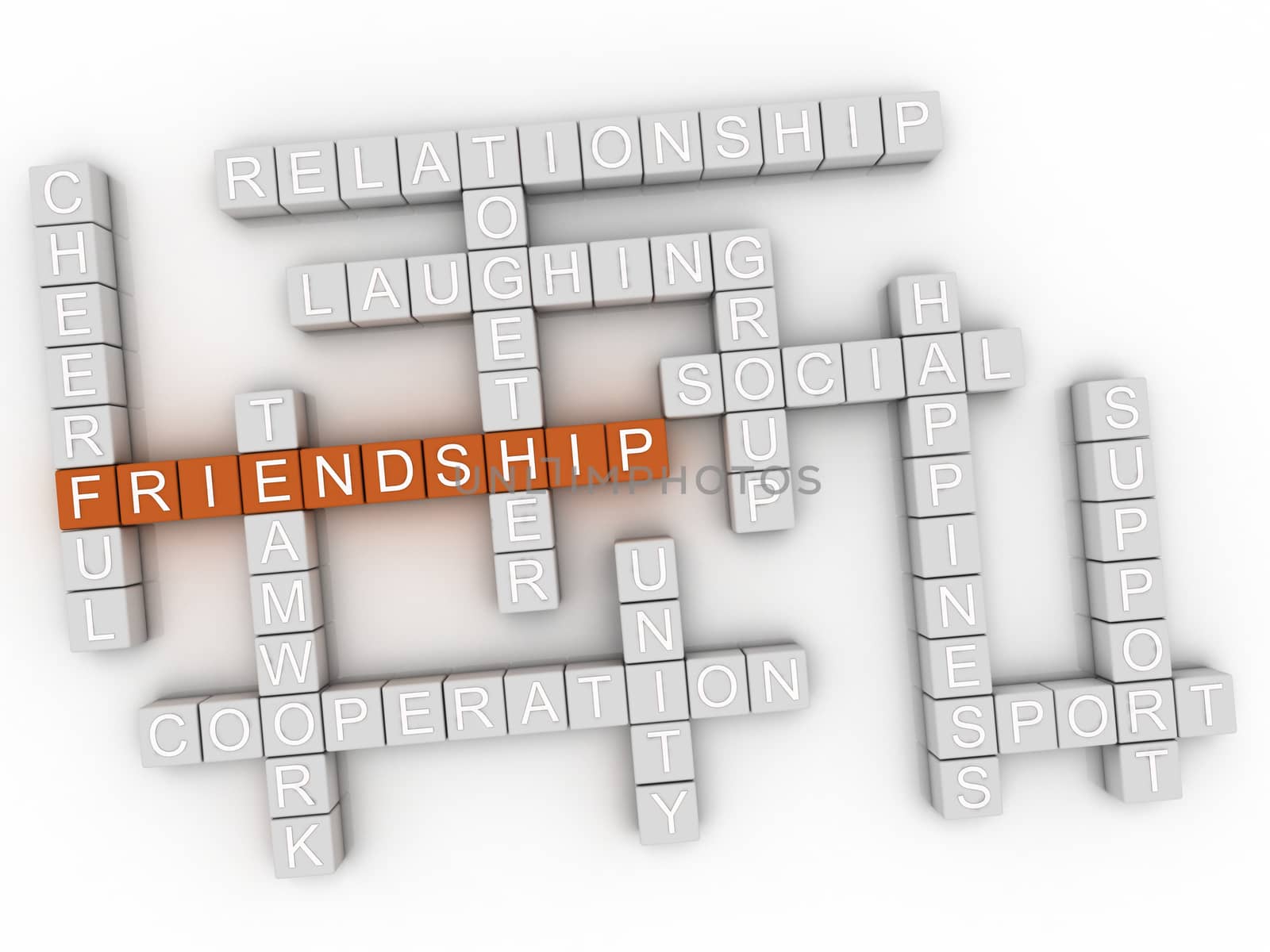 3d image Friendship word cloud concept by dacasdo