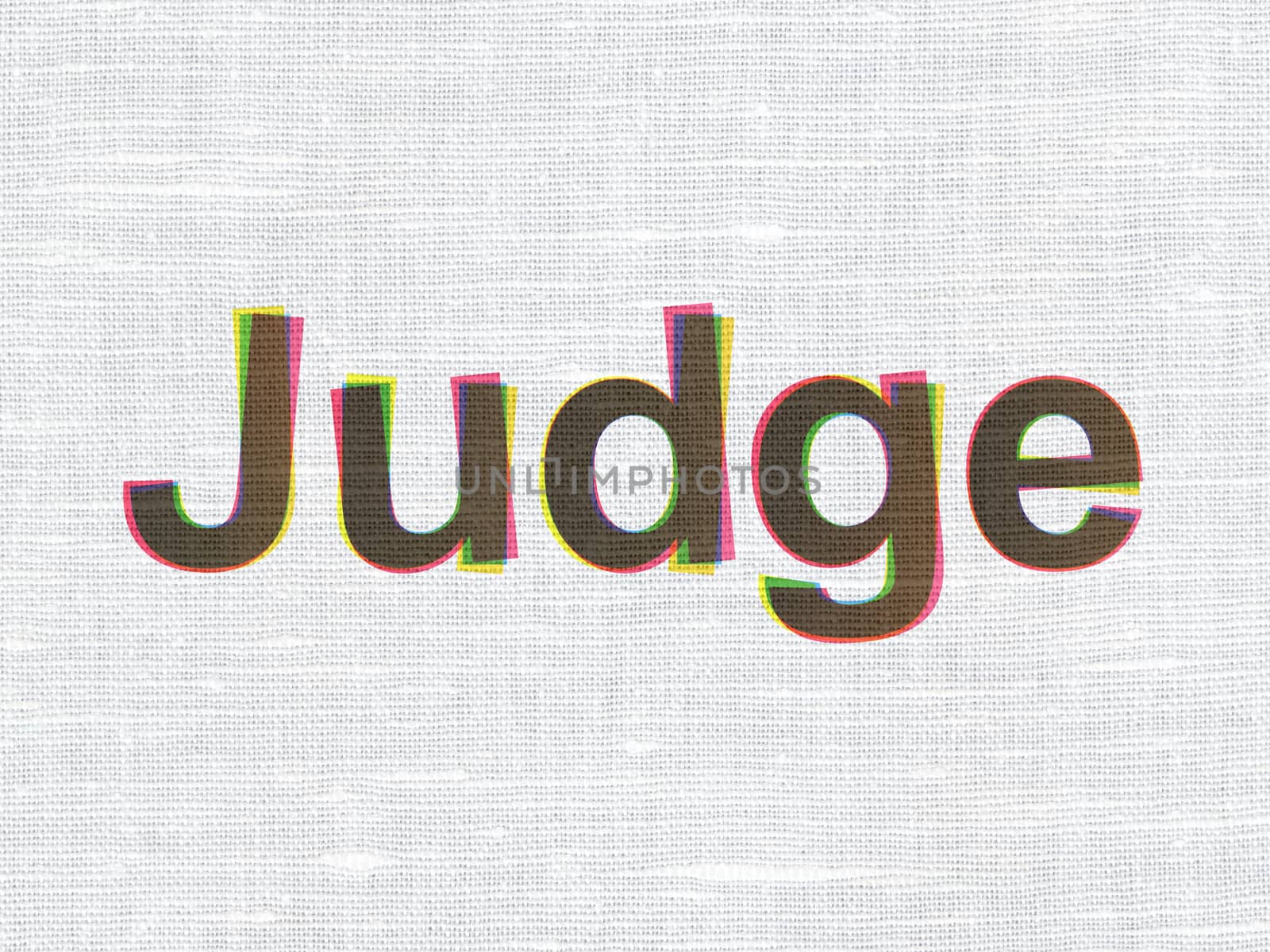 Law concept: CMYK Judge on linen fabric texture background