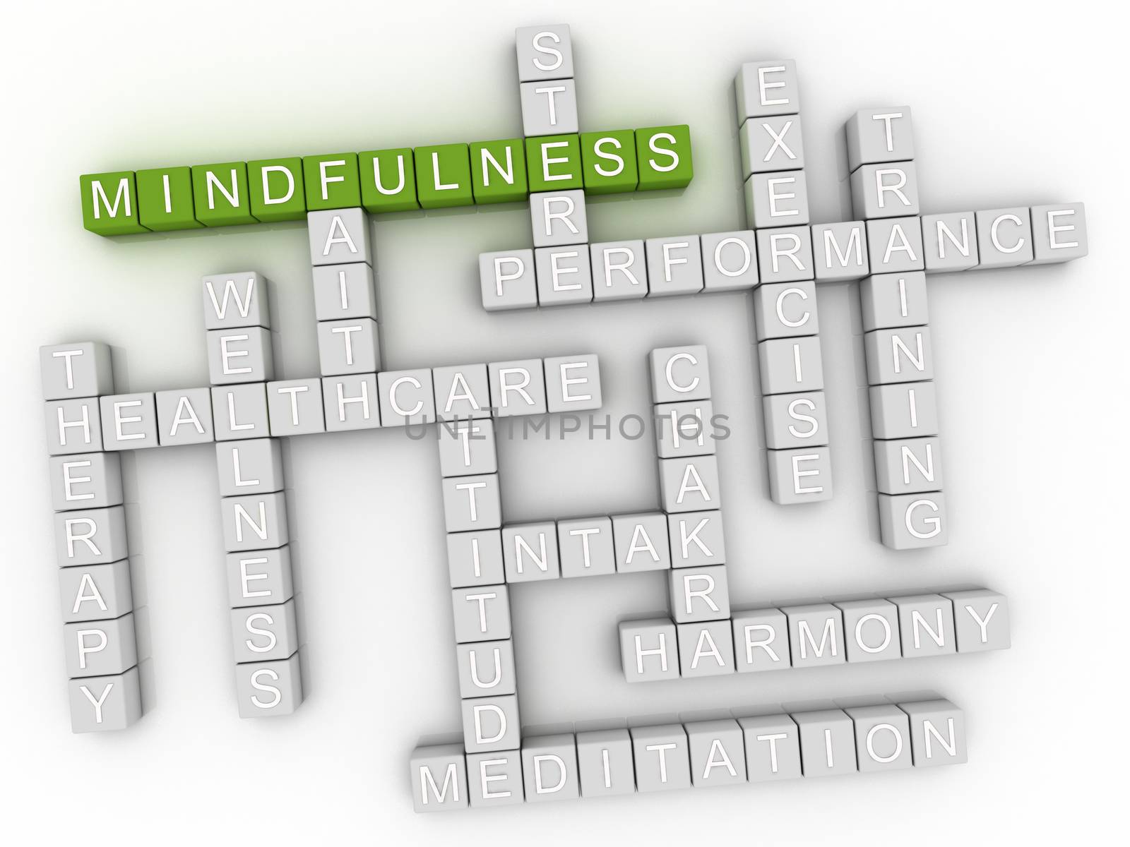 3d image Mindfulness word cloud concept by dacasdo