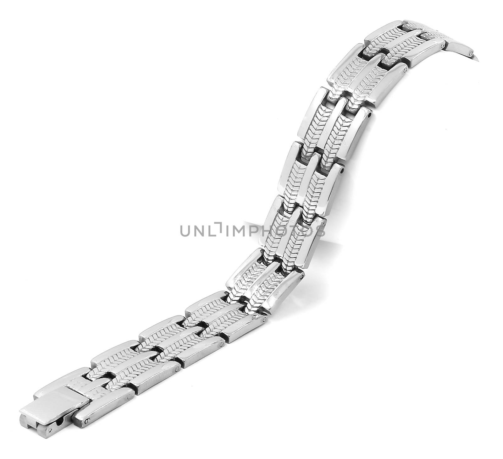 Stainless steel bracelet on a white background