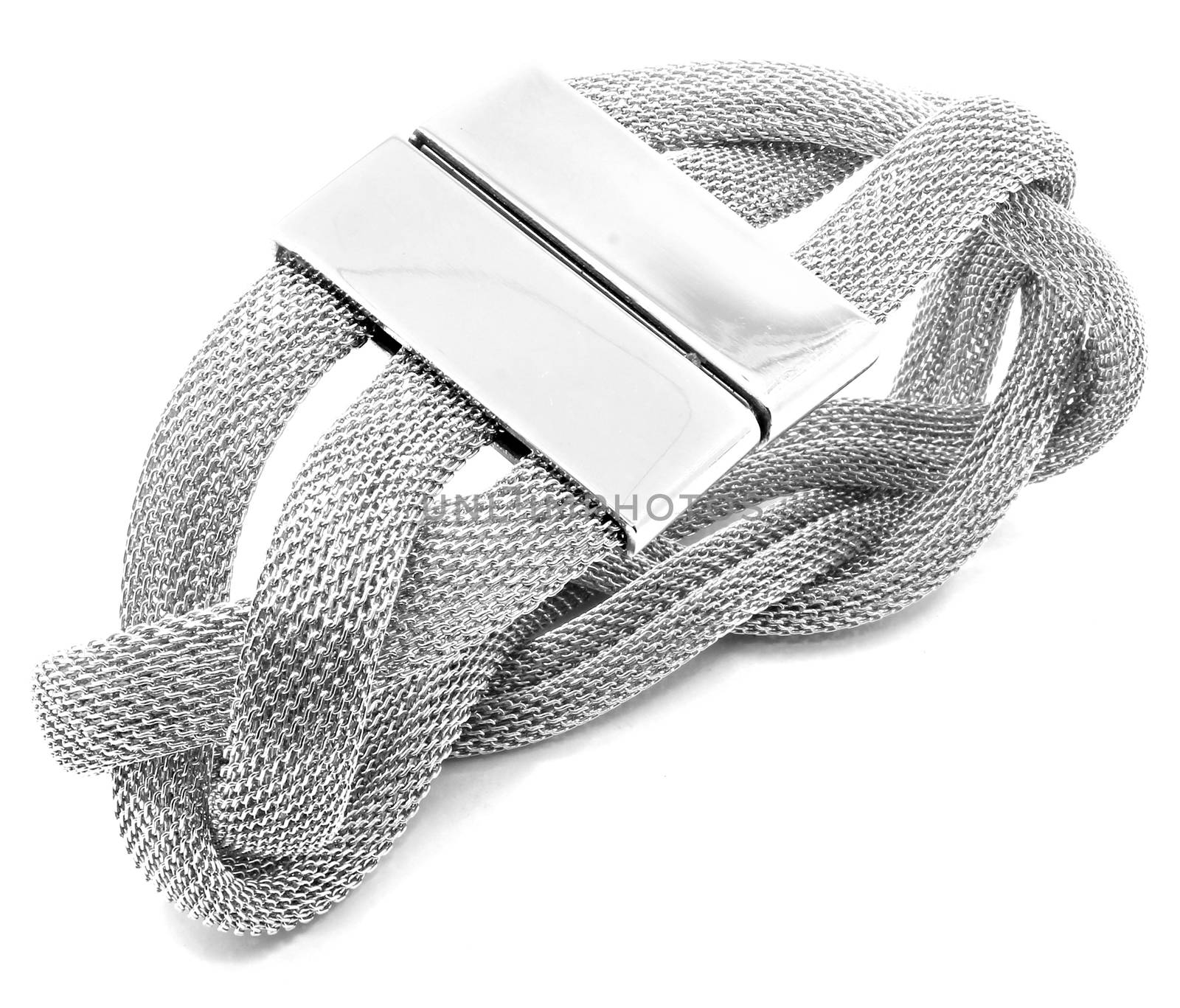 Stainless steel bracelet on a white background