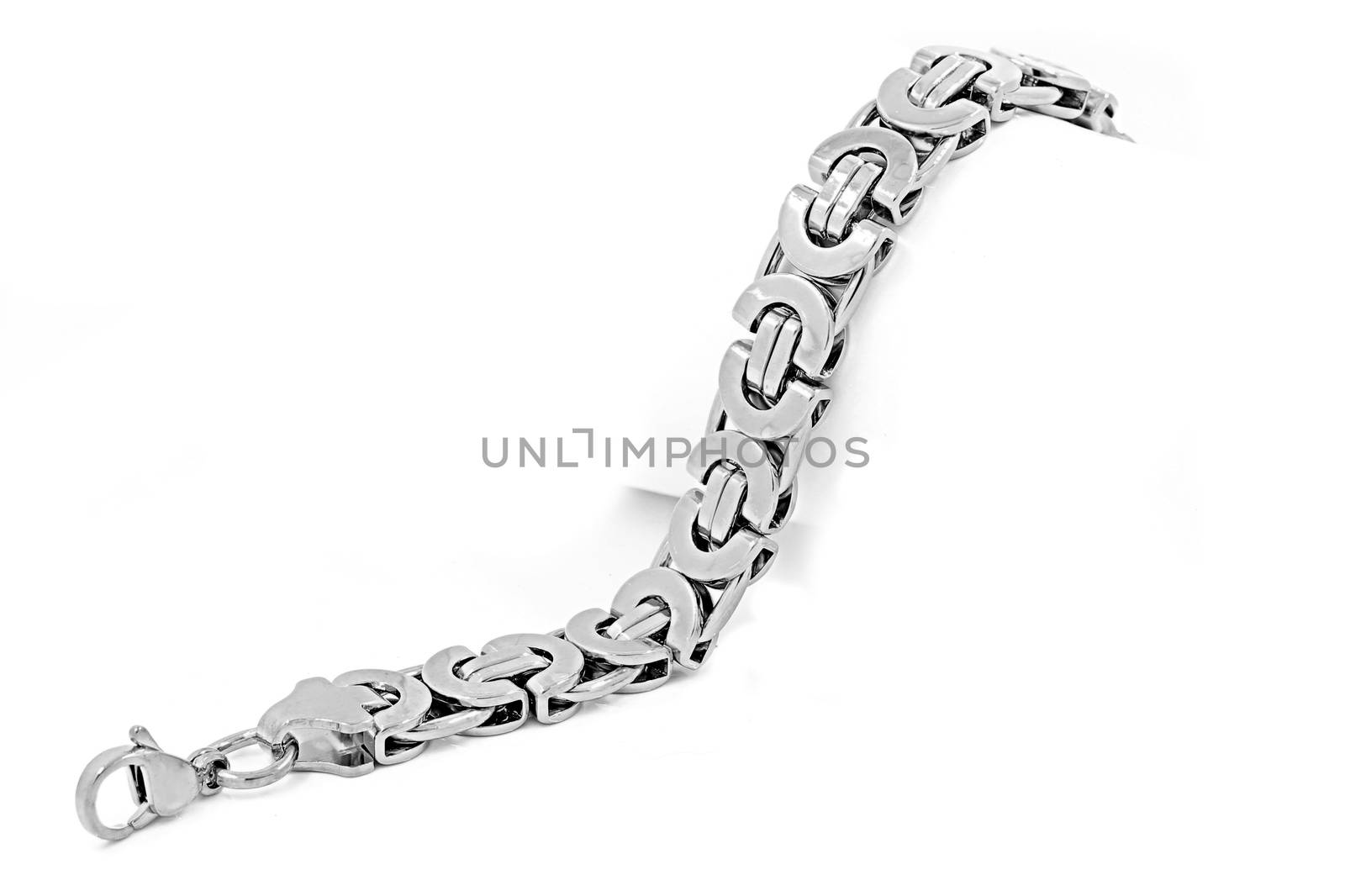 Stainless steel bracelet on a white background