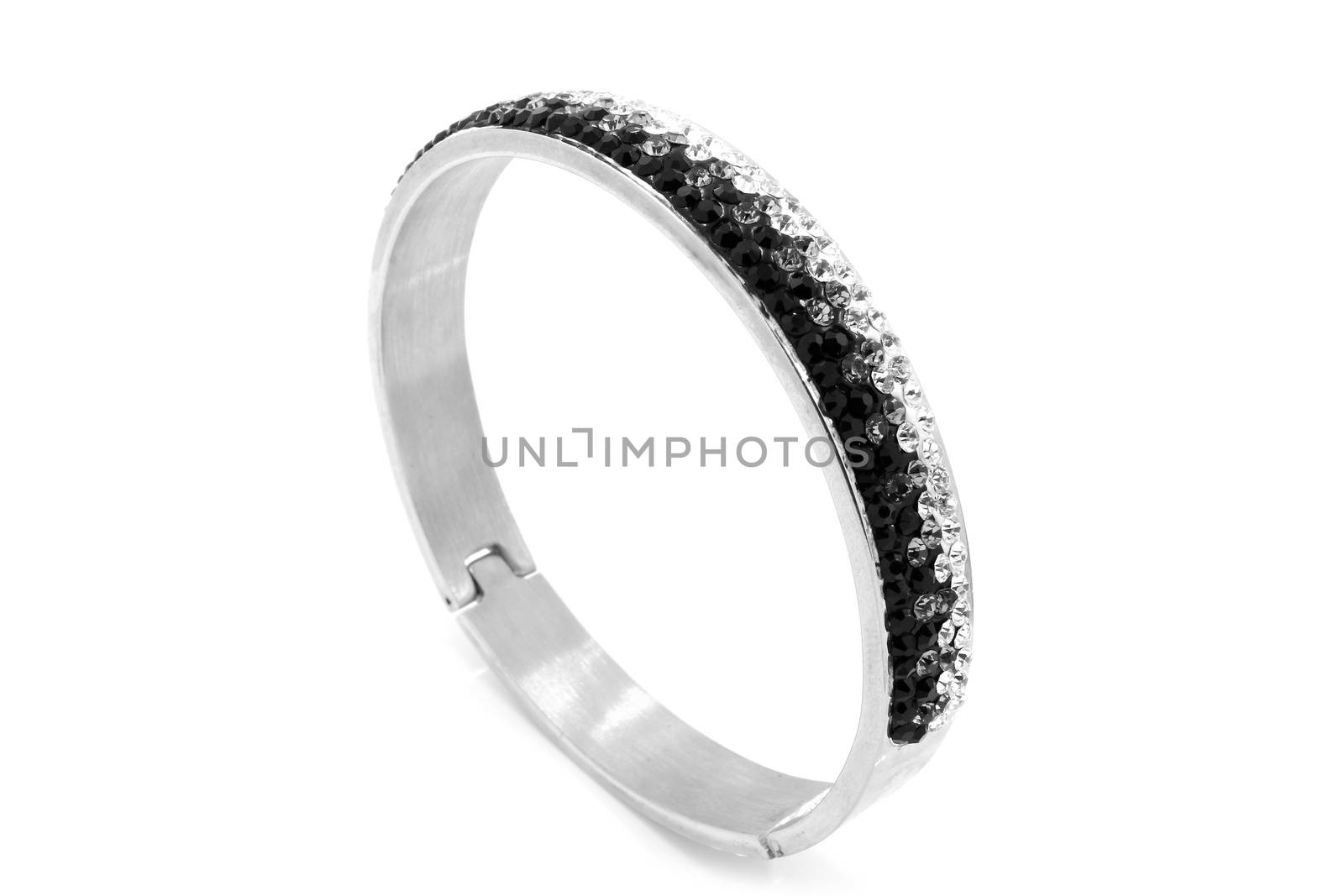 Stainless steel bracelet on a white background