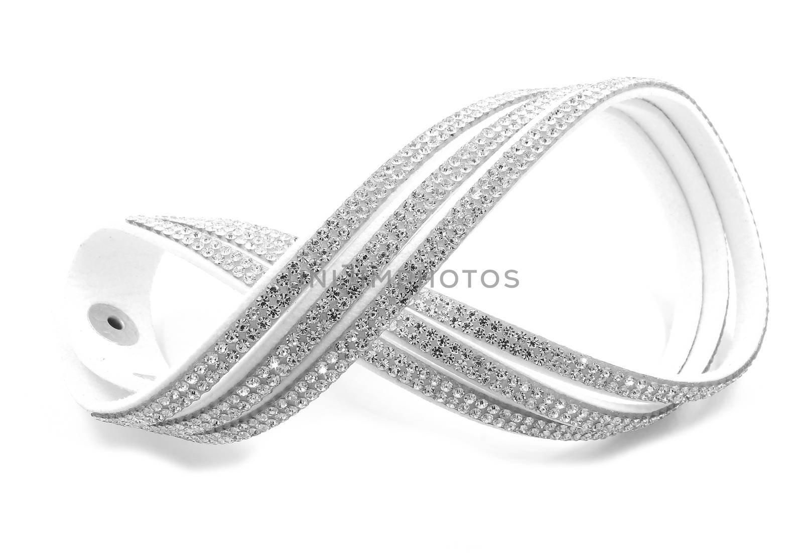 Modern bracelet with crystals on a white background