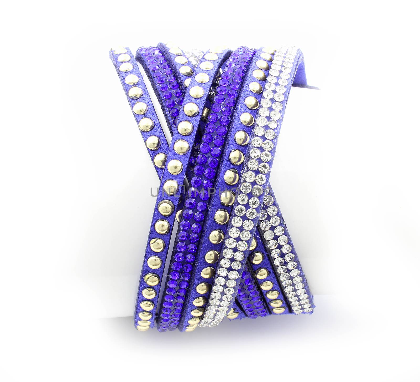 Modern bracelet with crystals on a white background