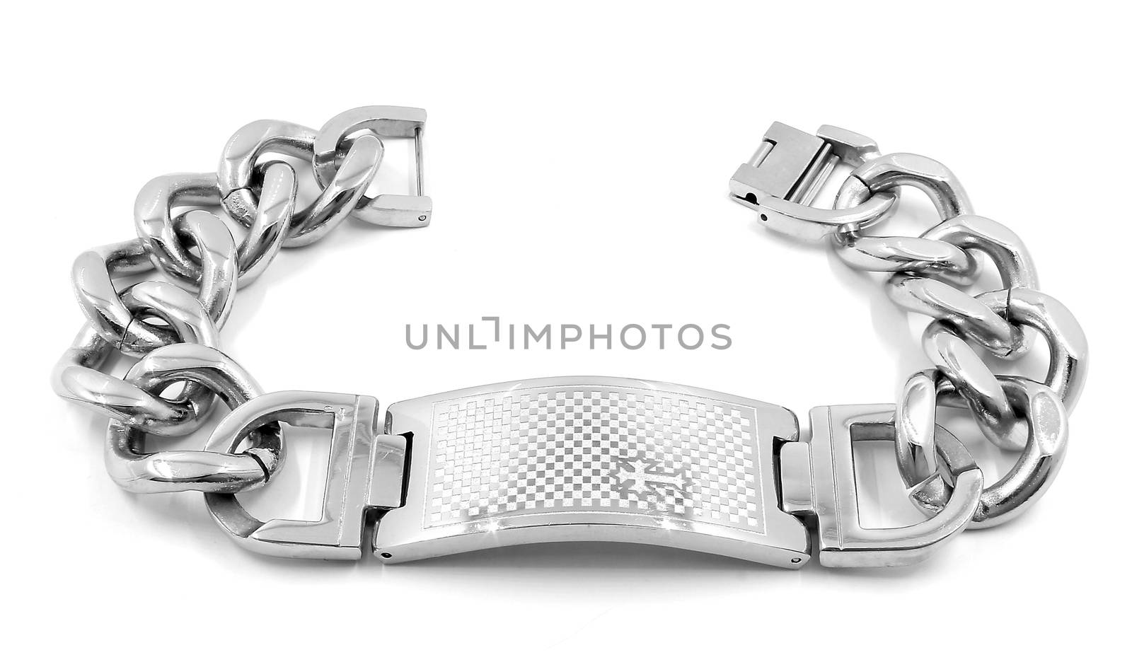 Stainless steel bracelet on a white background