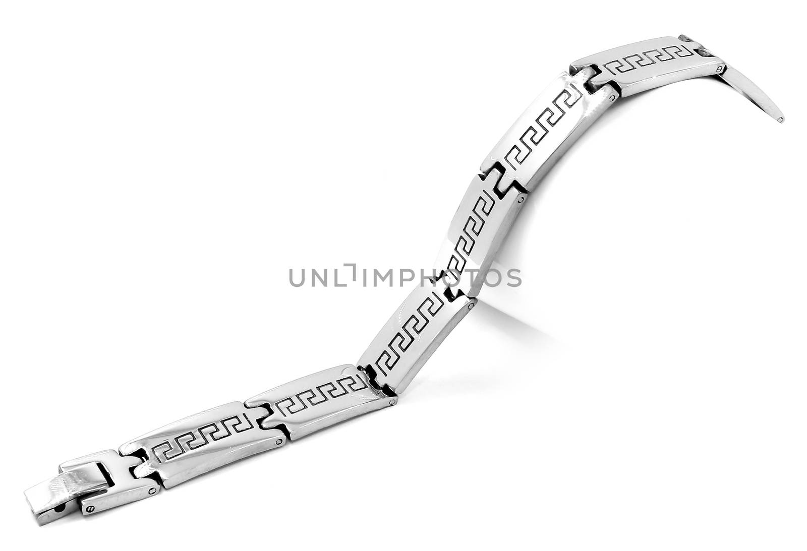 Stainless steel bracelet on a white background