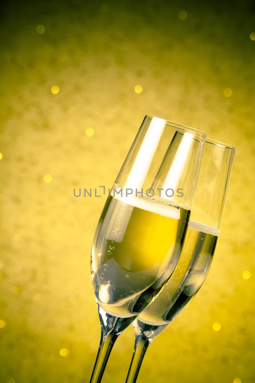 flutes of champagne abstract background by donfiore