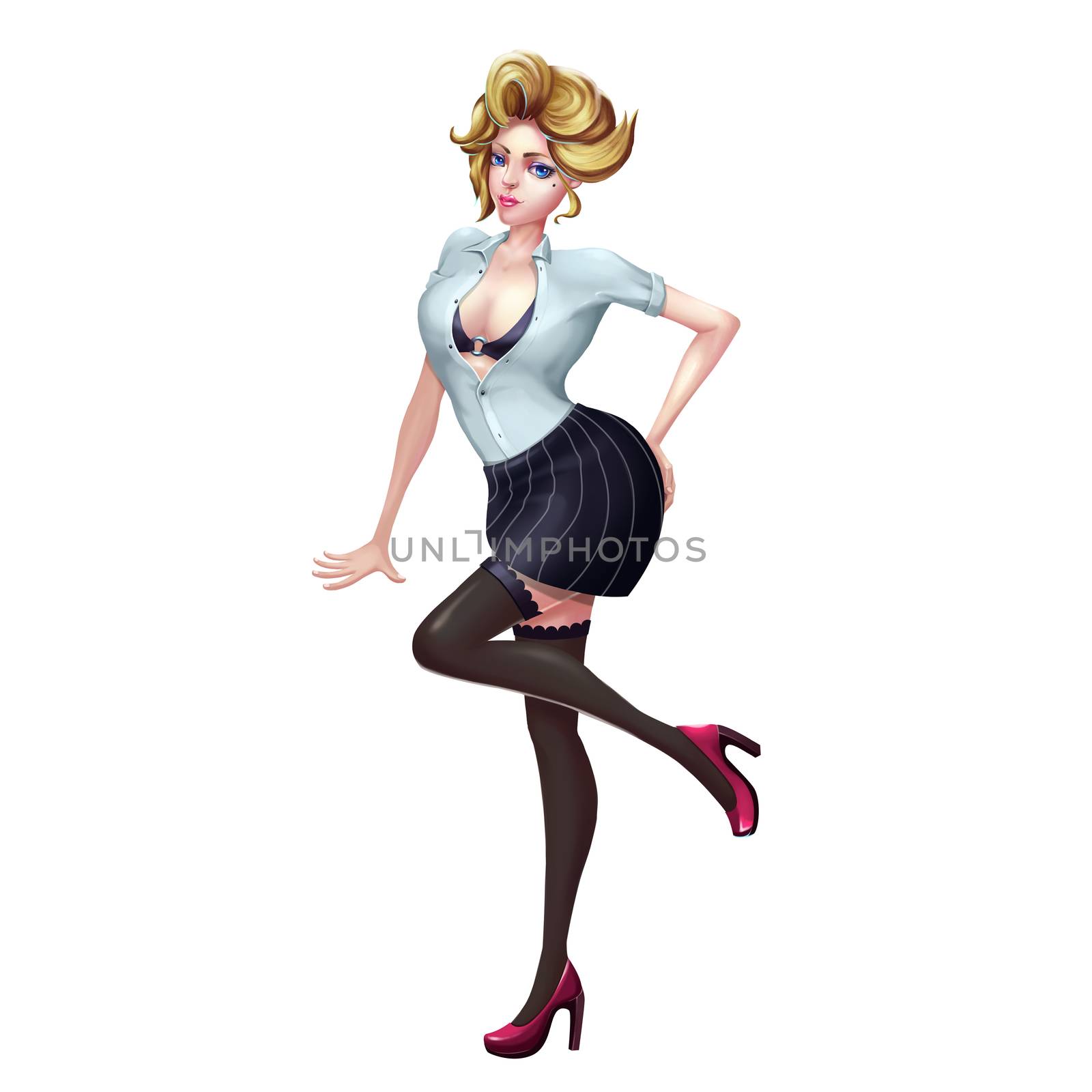 High Definition Illustration: Seductive Women Set with Fewer and Fewer Clothes. Realistic Cartoon Style Character Design. by NextMars