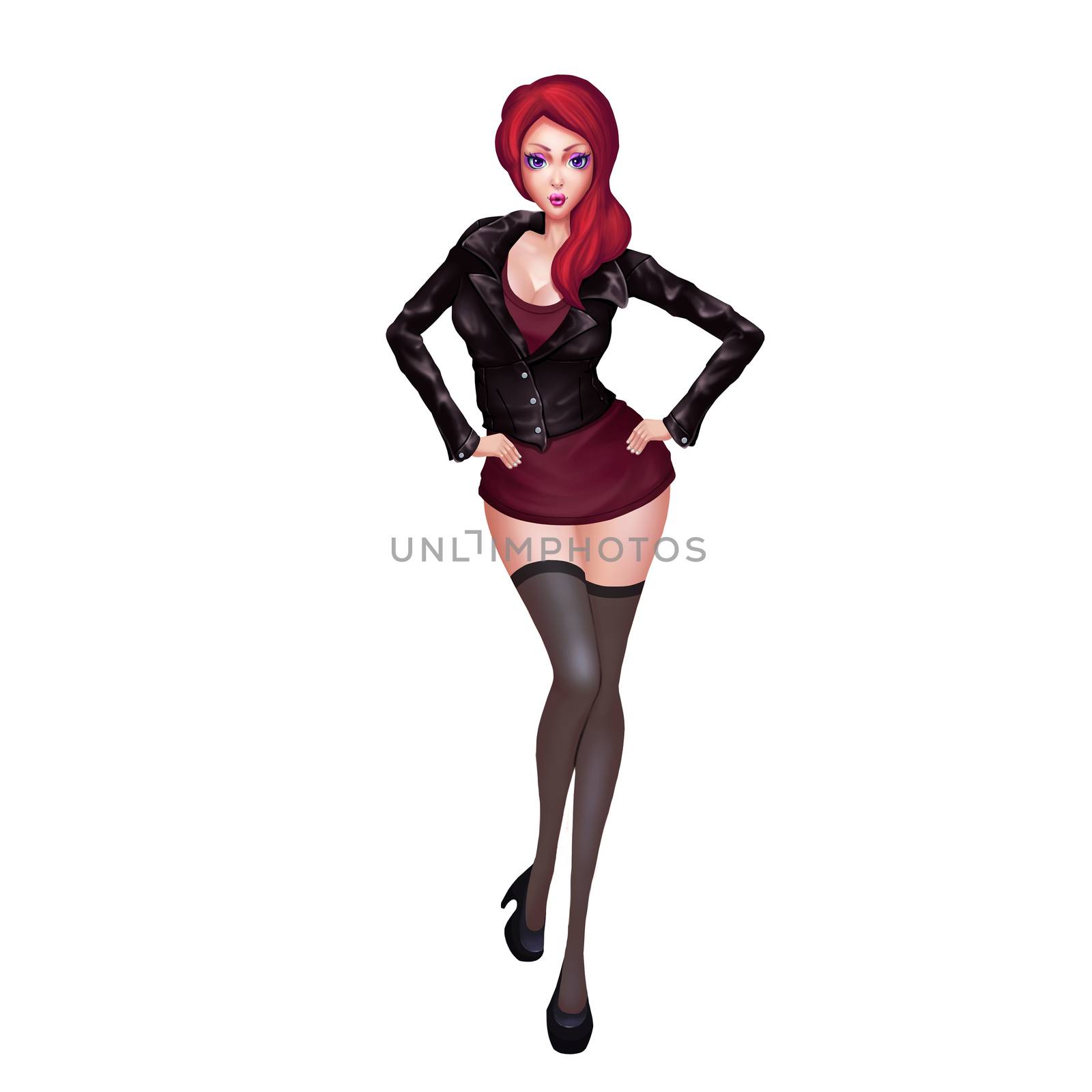 High Definition Illustration: Seductive Woman with Fewer and Fewer Clothes Series 1. Realistic Cartoon Style Character Design.