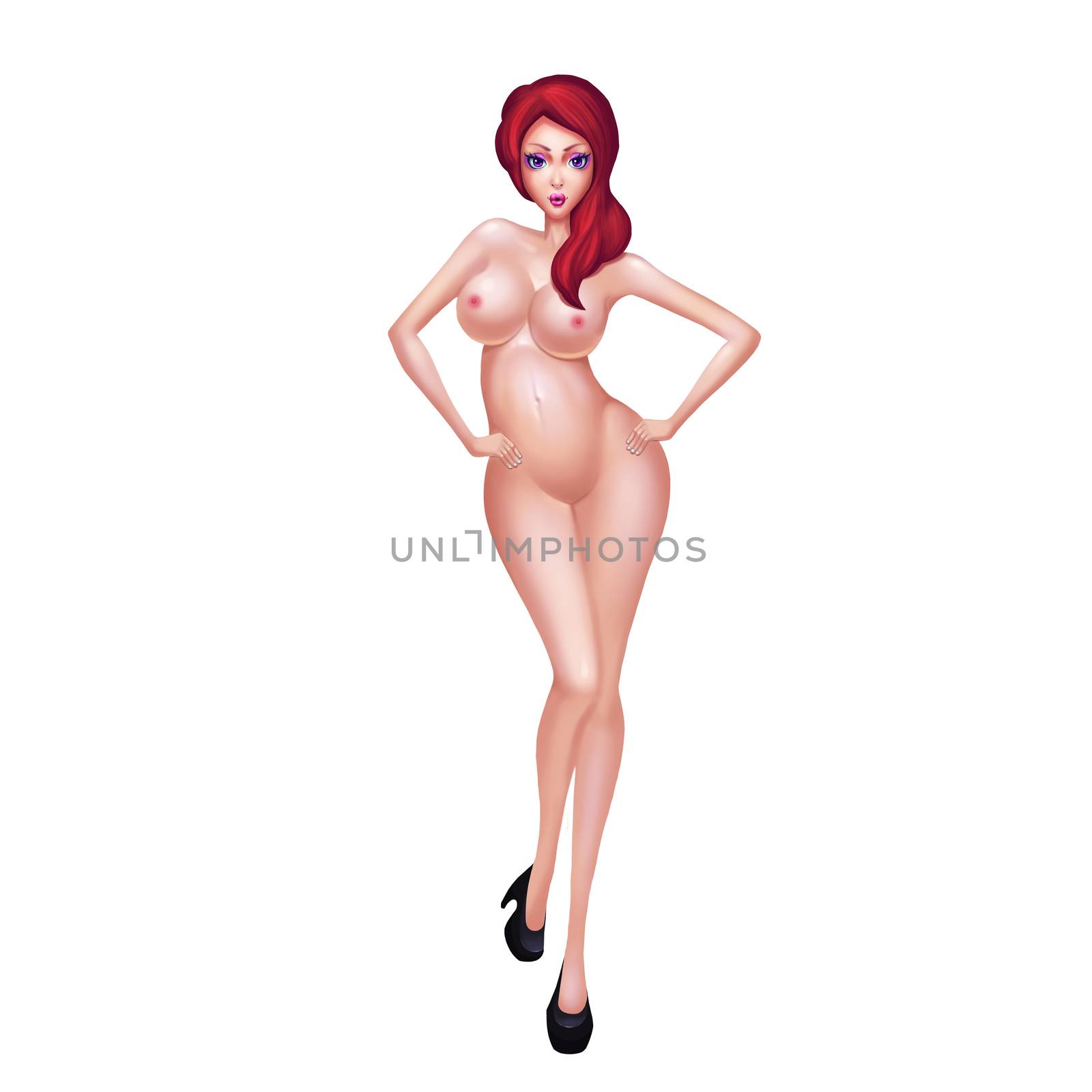 High Definition Illustration: Sexy Woman / Girl / Teacher / Nurse. Naked / Nudity. Realistic Cartoon Style Character Design. by NextMars