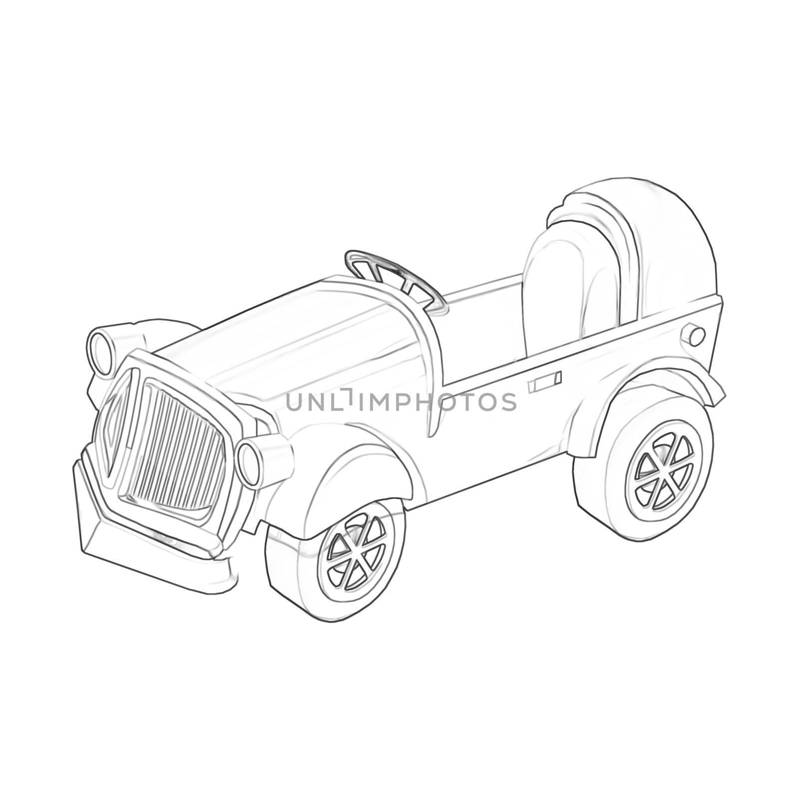 Illustration: Coloring Book Page Items: Car. Fantastic Cartoon Style Education Idea Design.