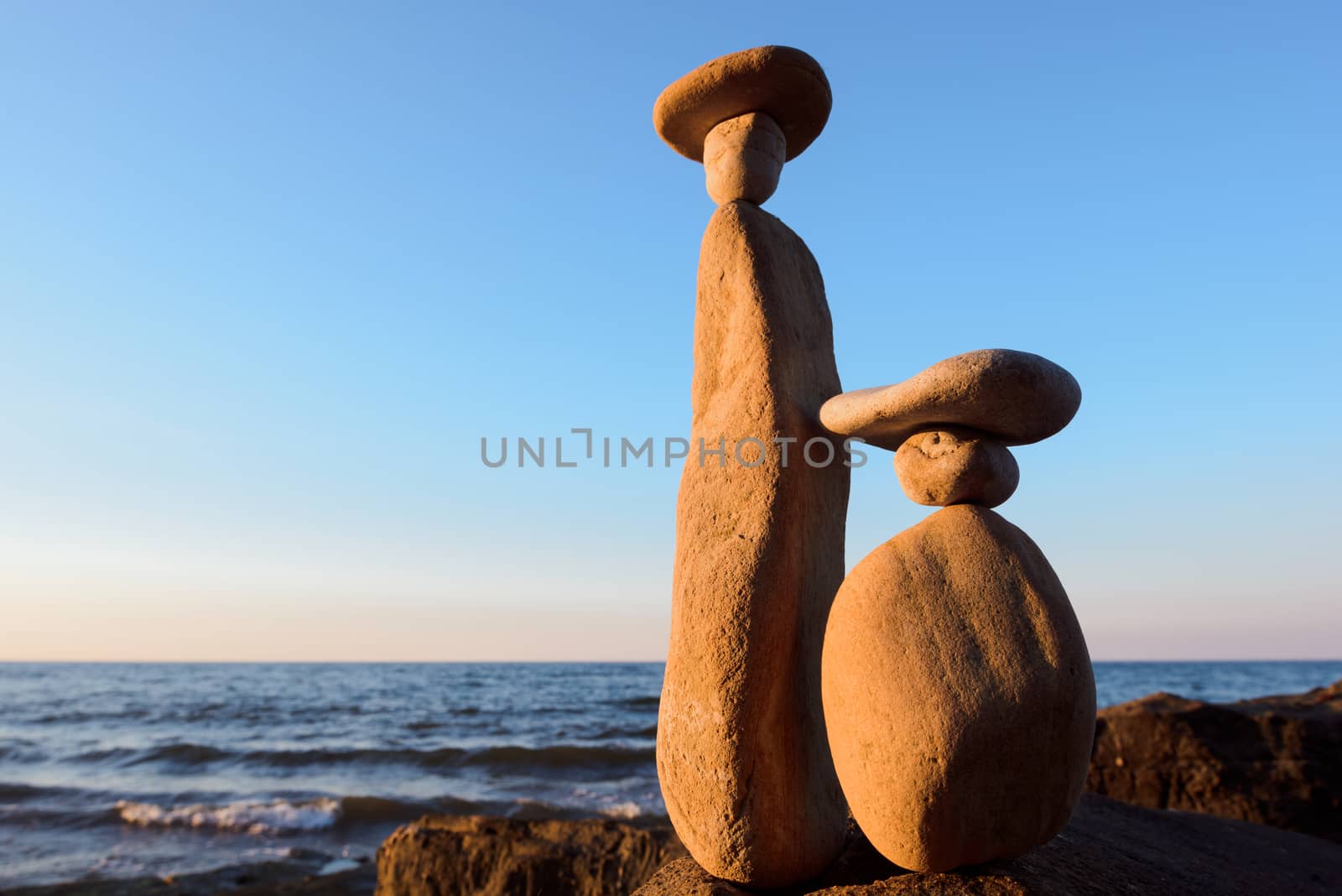 Symbolic figurines of the stones on the seashore