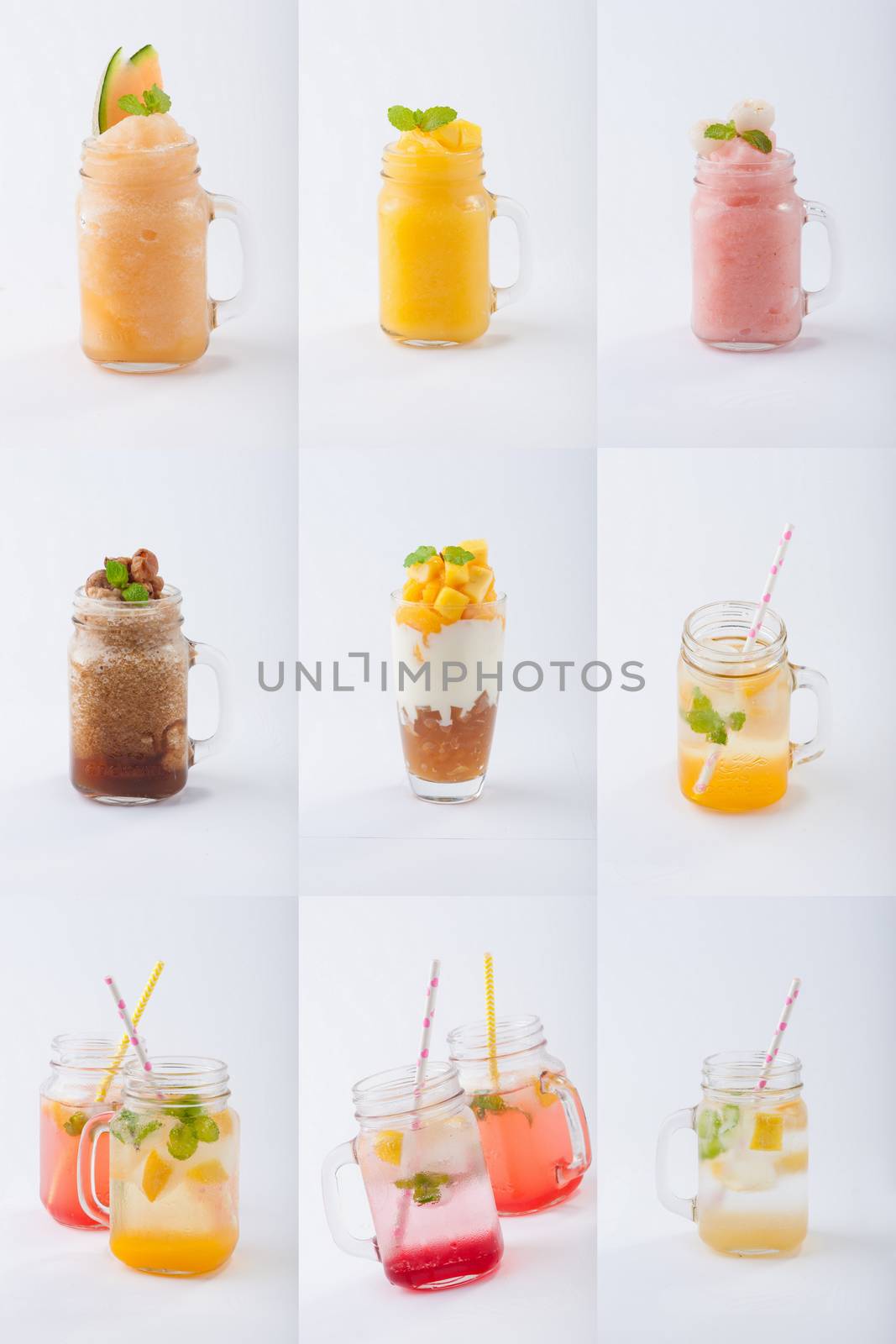 A collection of smoothies and Italian soda
