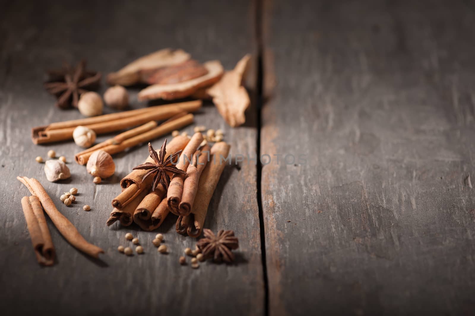 Five spices stewed ingredients with low key scene