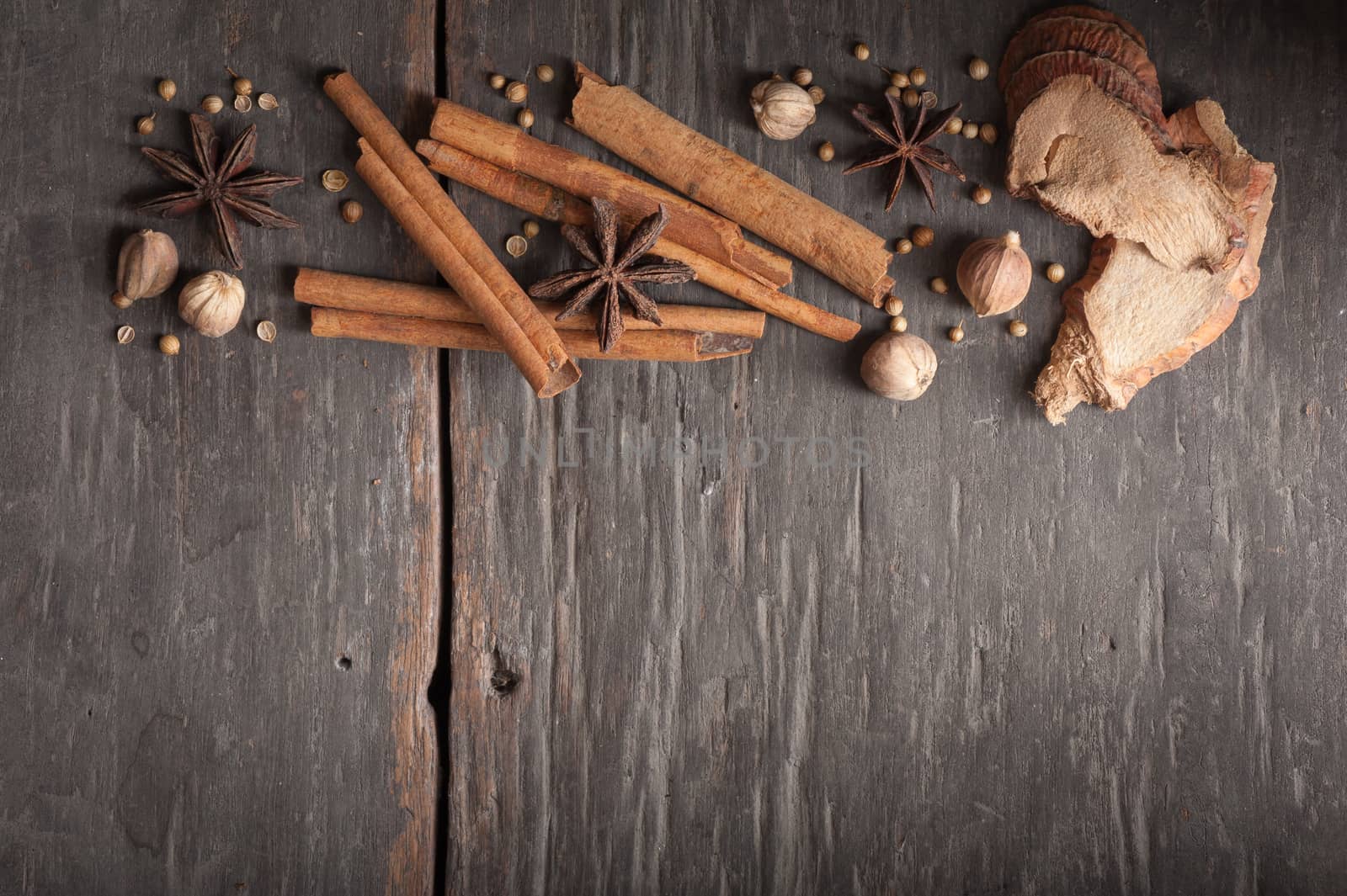 Five spices stewed ingredients with low key scene