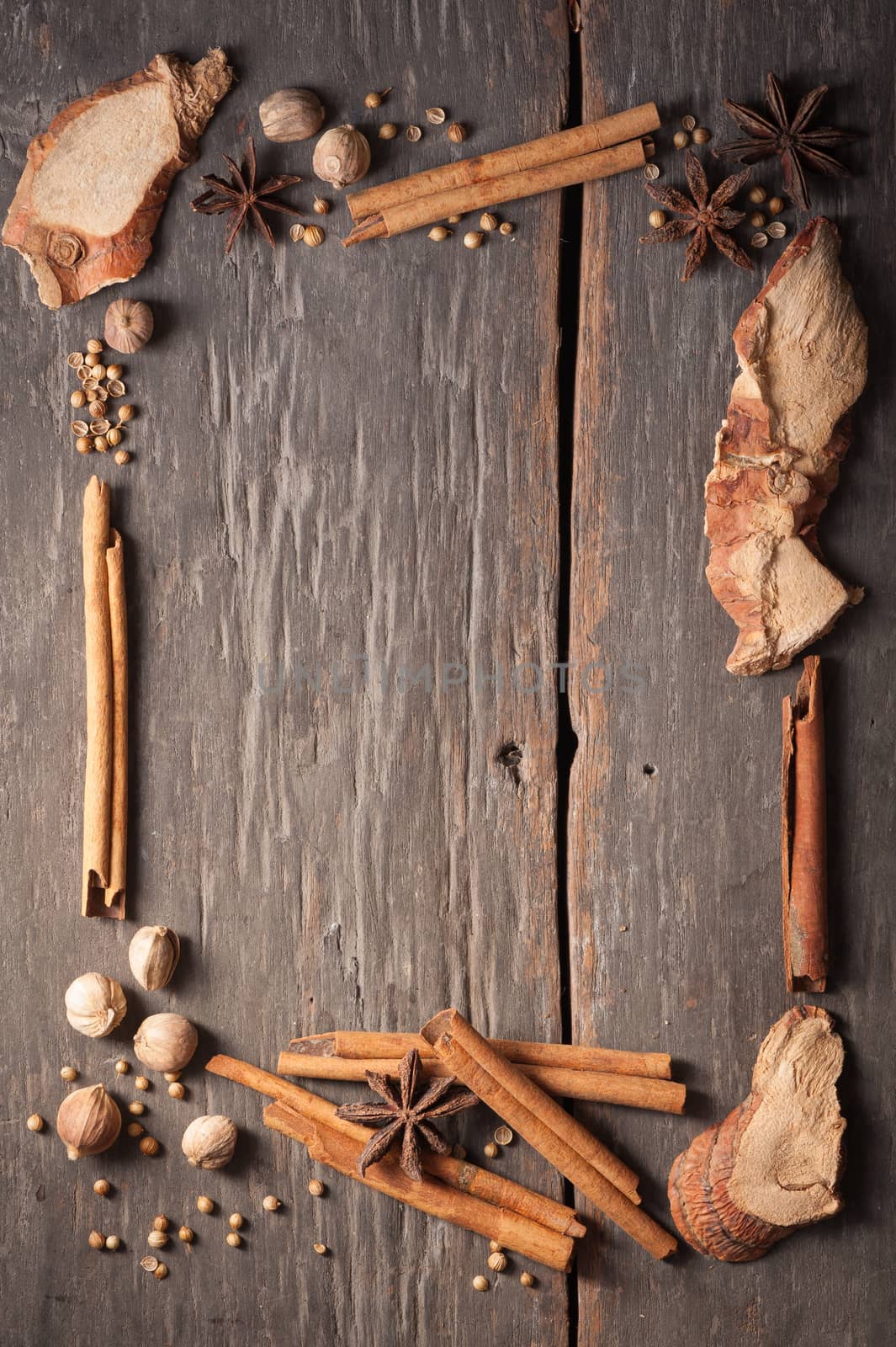 Five spices stewed ingredients with low key scene