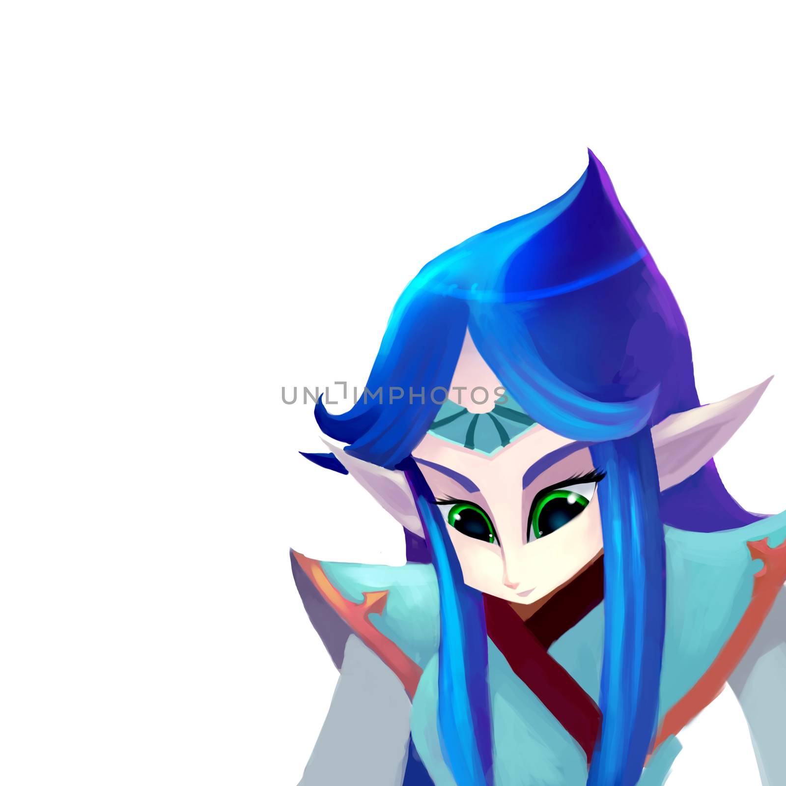 Illustration: The Elf Queen. Fantastic Cartoon Style Character Design.