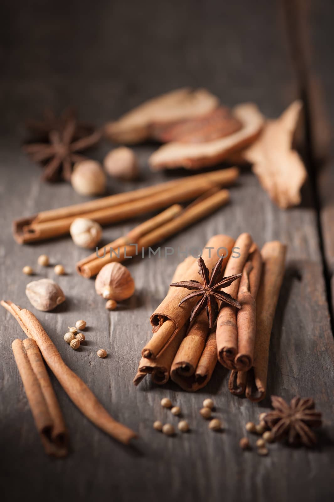 Five spices stewed ingredients with low key scene