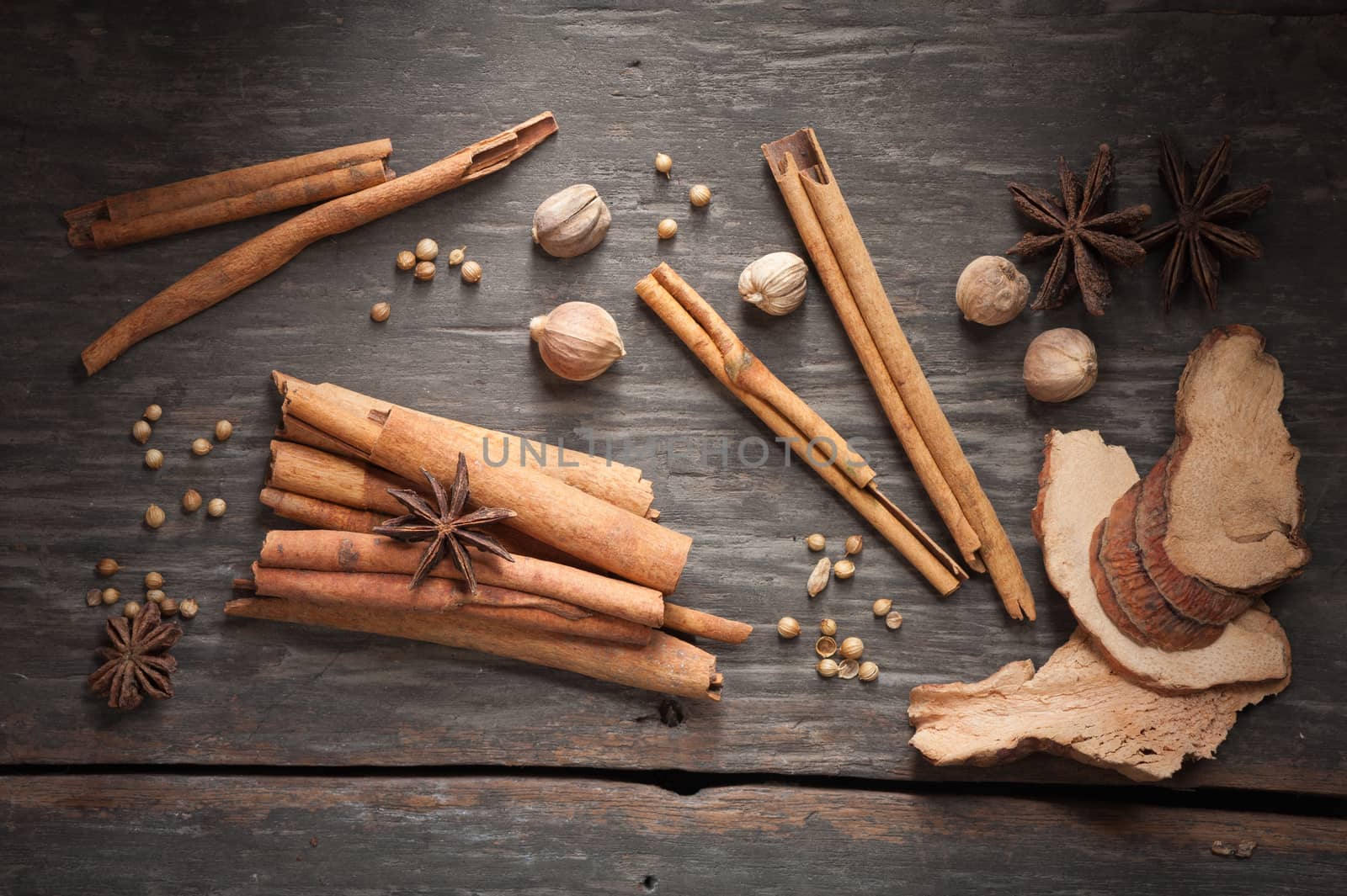 Five spices stewed ingredients with low key scene