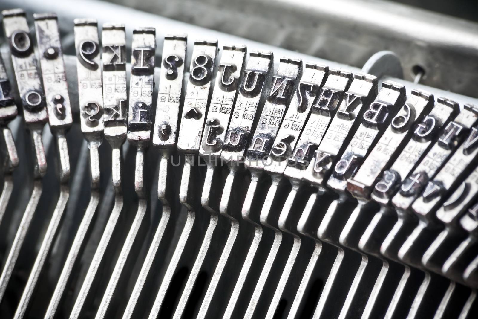 detail of type bars of typewriter