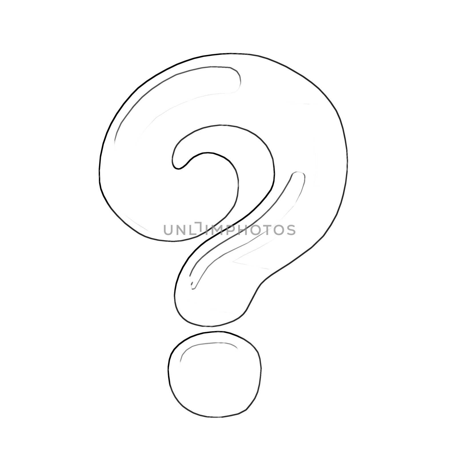 Illustration: Coloring Book Series: Question Mark. Soft thin line. Print it and bring it to Life with Color! Fantastic Outline / Sketch / Line Art Design.