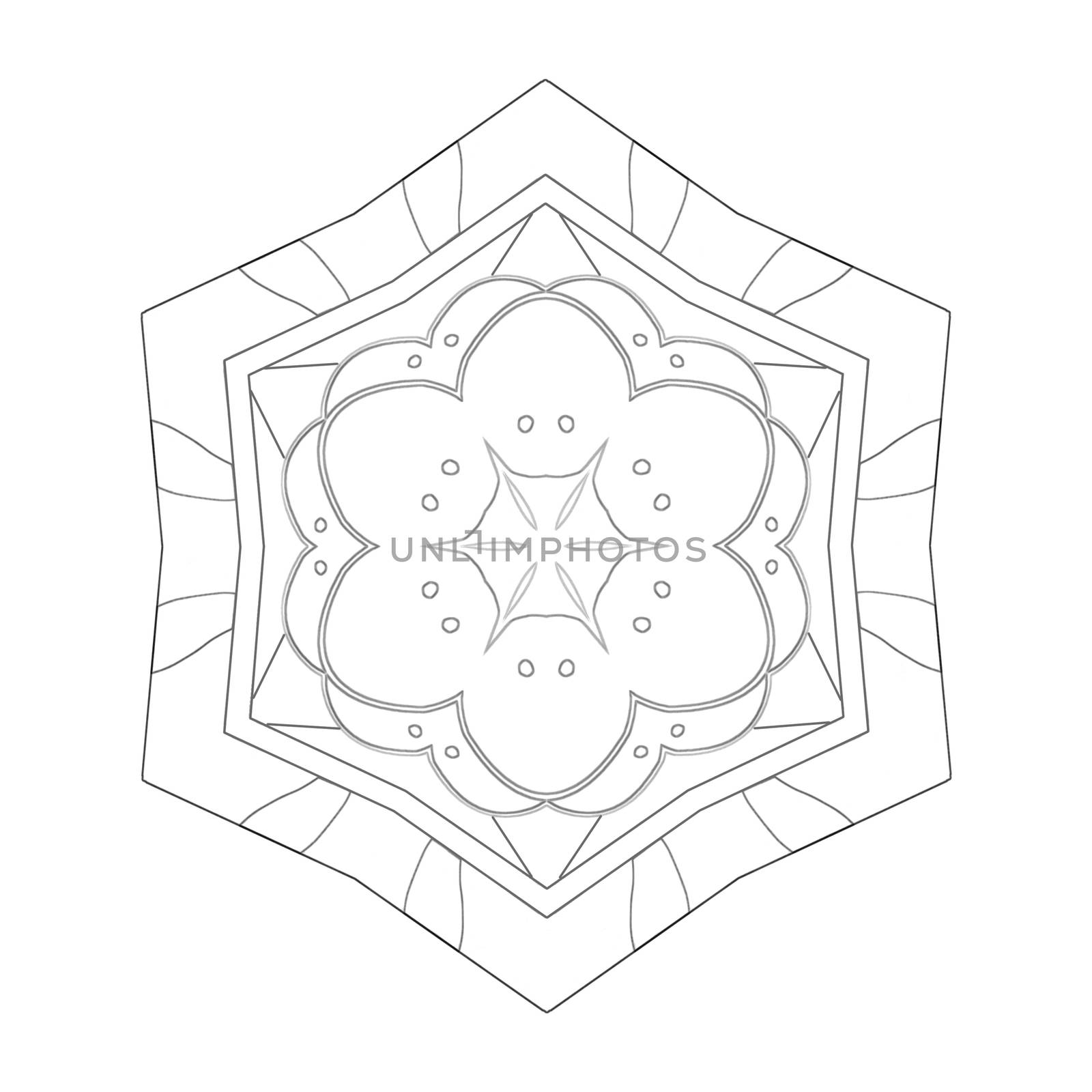 Illustration: Coloring Book Series: Geometric Flower Shape. Soft line. Print it and bring it to Life with Color! Fantastic Outline / Sketch / Line Art Design.