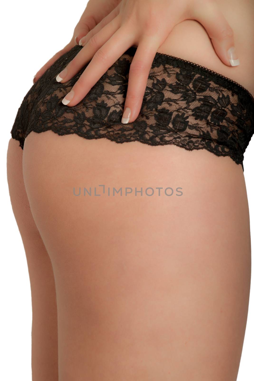 Buttocks with hands on french knickers side views