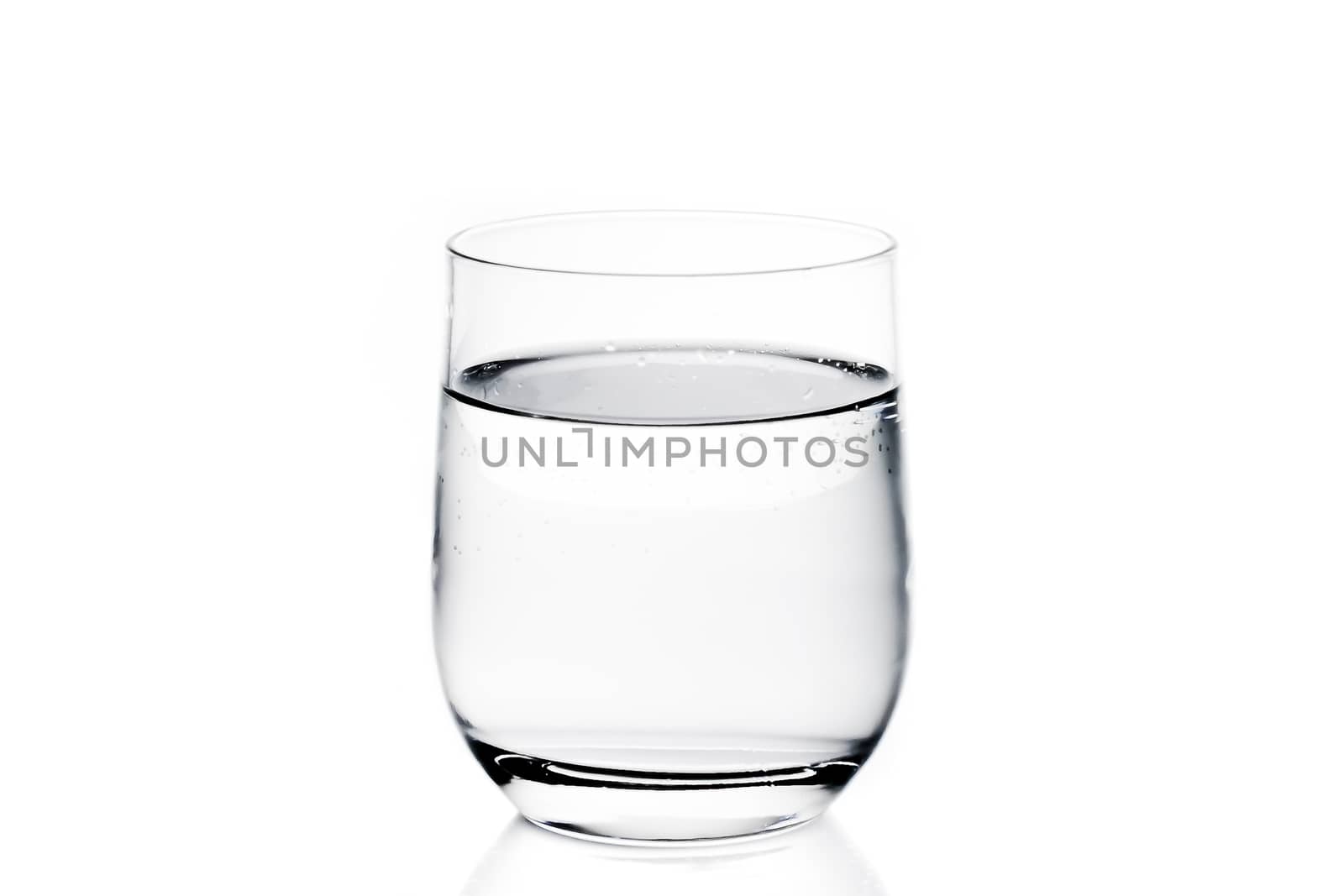 glass of water on white background