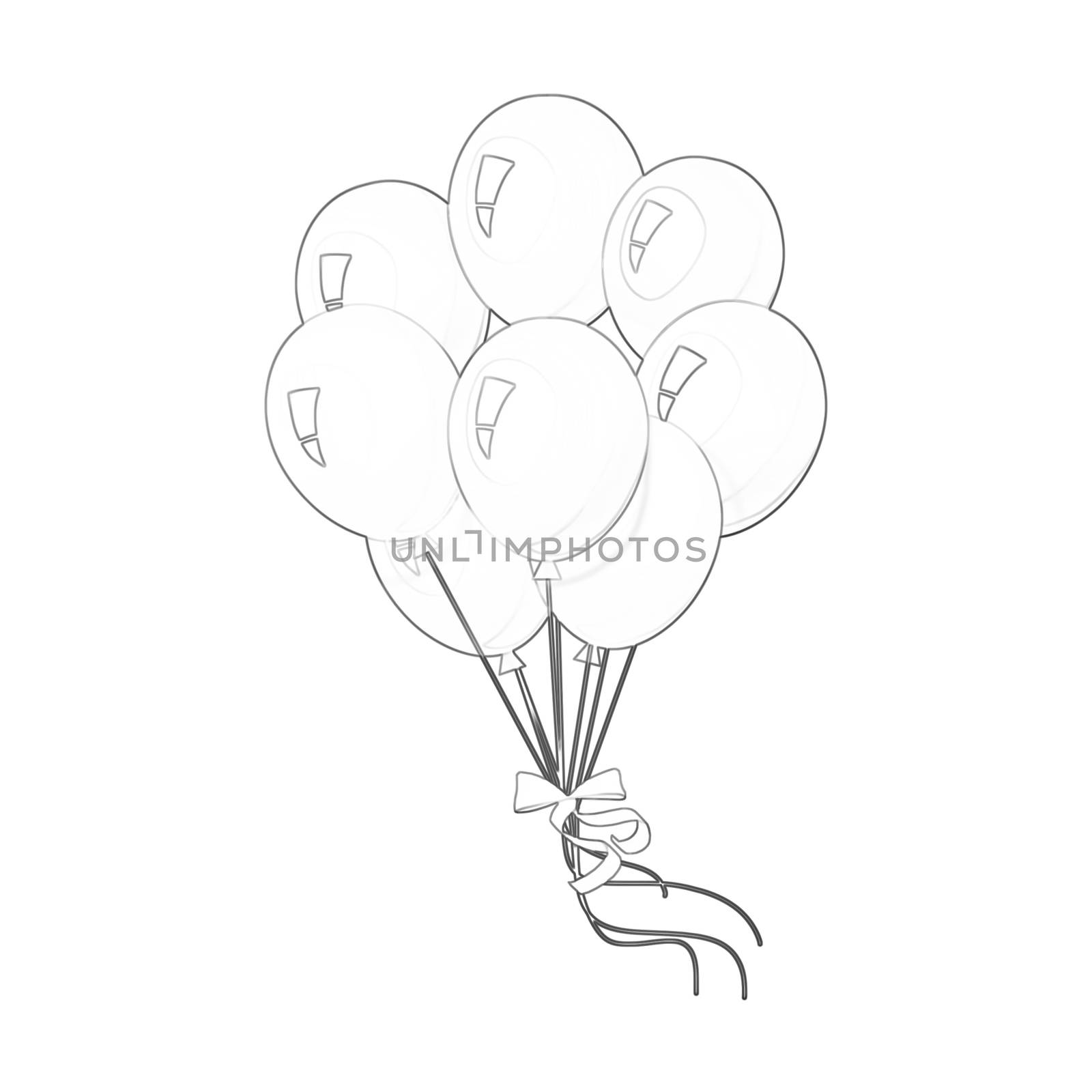 Illustration: Coloring Book Series: Bunch of Balloons. Soft line. Print it and bring it to Life with Color! Fantastic Outline / Sketch / Line Art Design. by NextMars