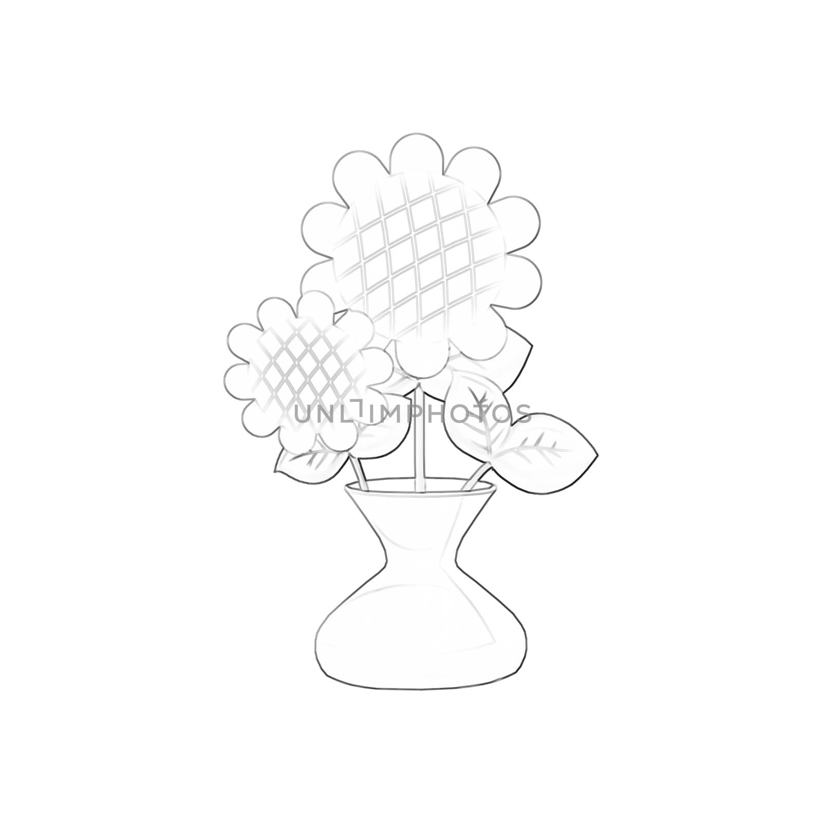 Illustration: Coloring Book Series: Vase of Flowers. Soft line. Print it and bring it to Life with Color! Fantastic Outline / Sketch / Line Art Design.